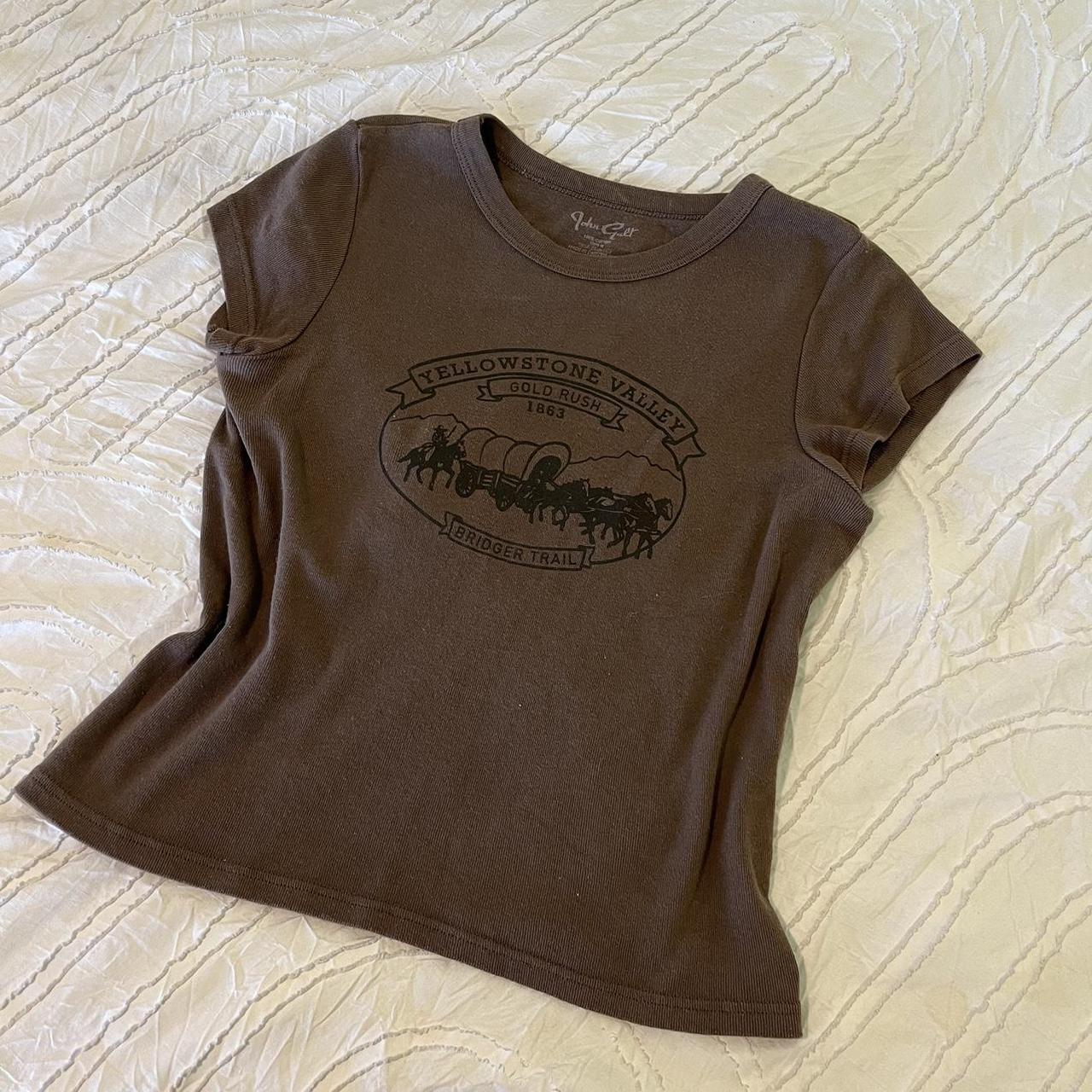 Brandy Melville Yellowstone brown baby tee •can... Depop