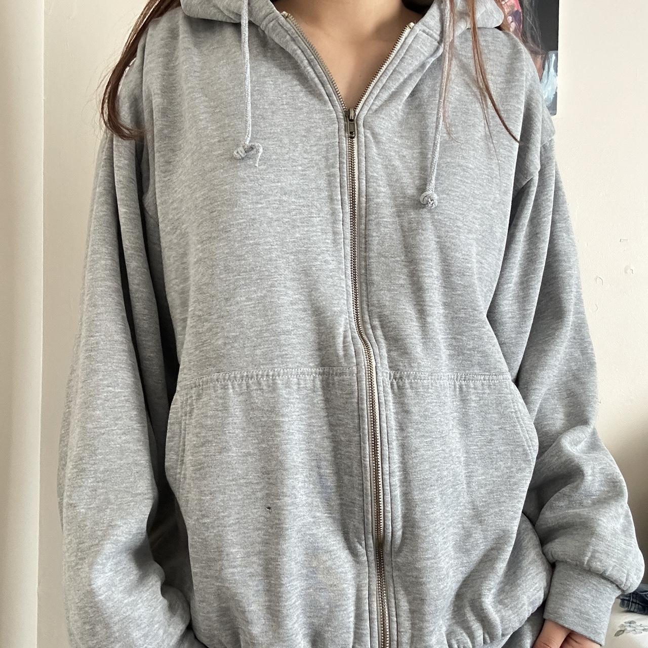 Grey oversized hoodie Super thick material with... - Depop