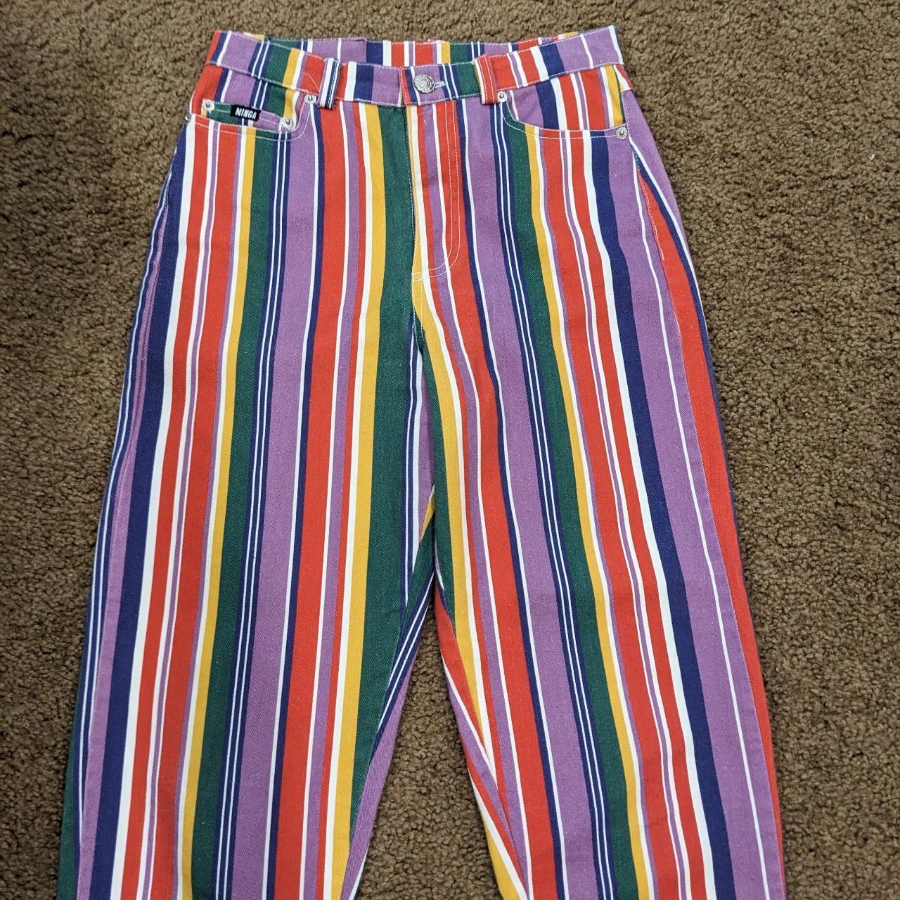 Minga London colorful rainbow striped jeans. These... - Depop