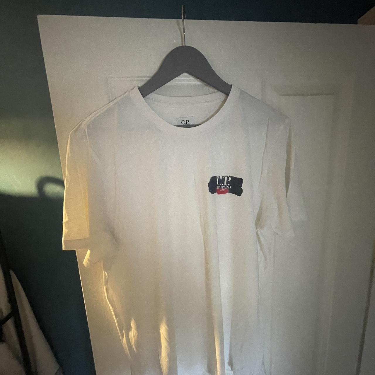 CP Company Men's White and Black T-shirt | Depop