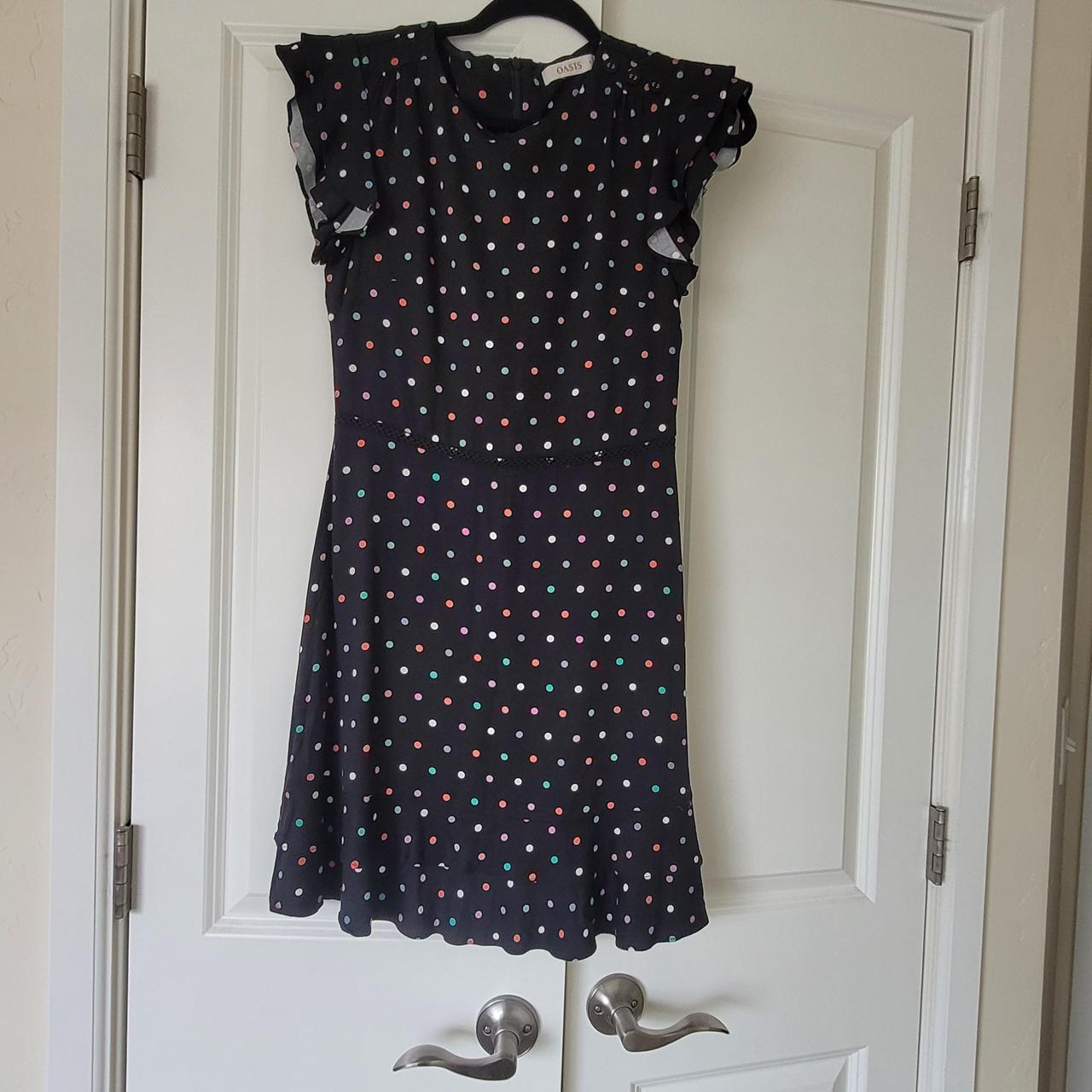 Polka Dots Oasis Navy Spot Dress Oasis( UK Brand) Black And