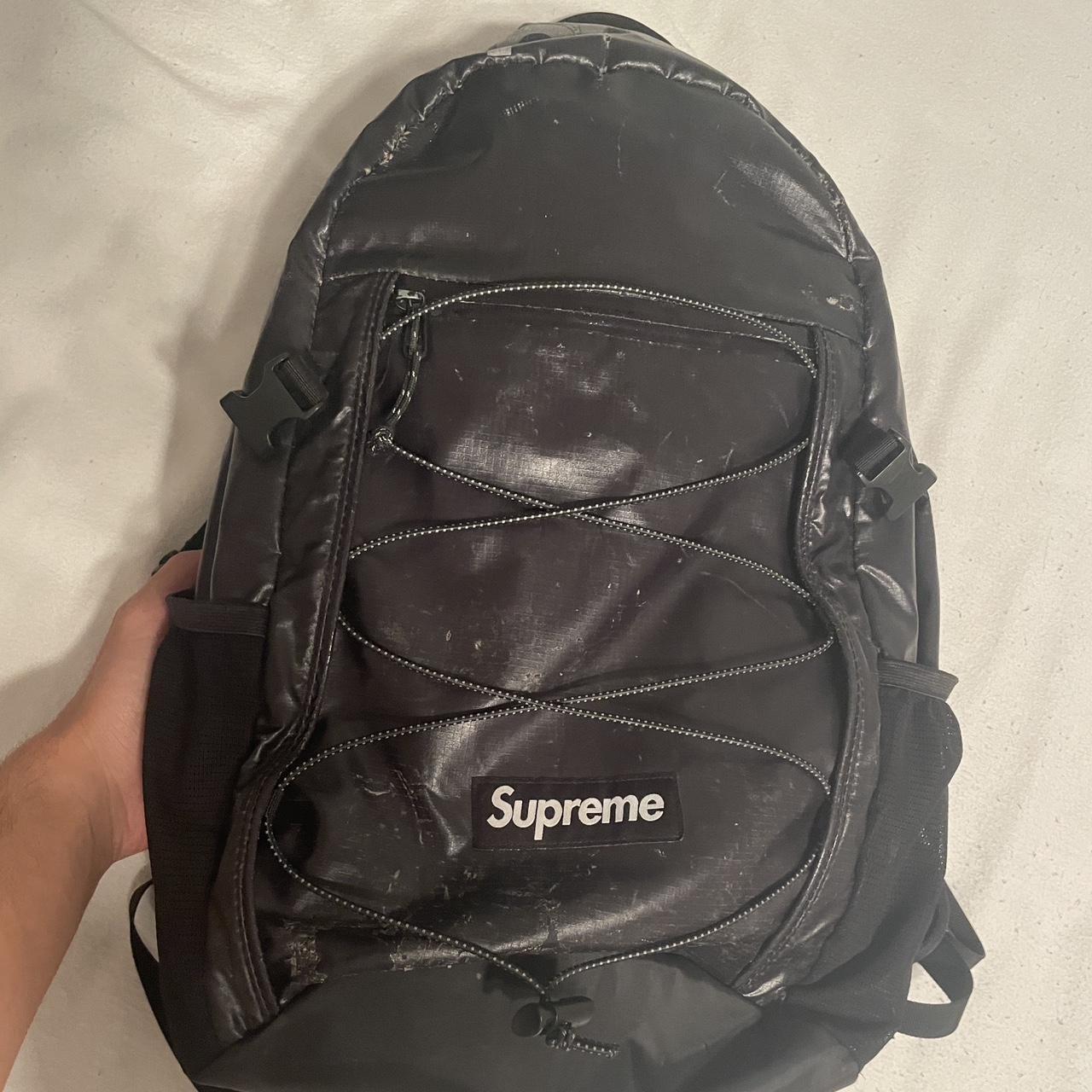 supreme fw17 black backpack, used - Depop