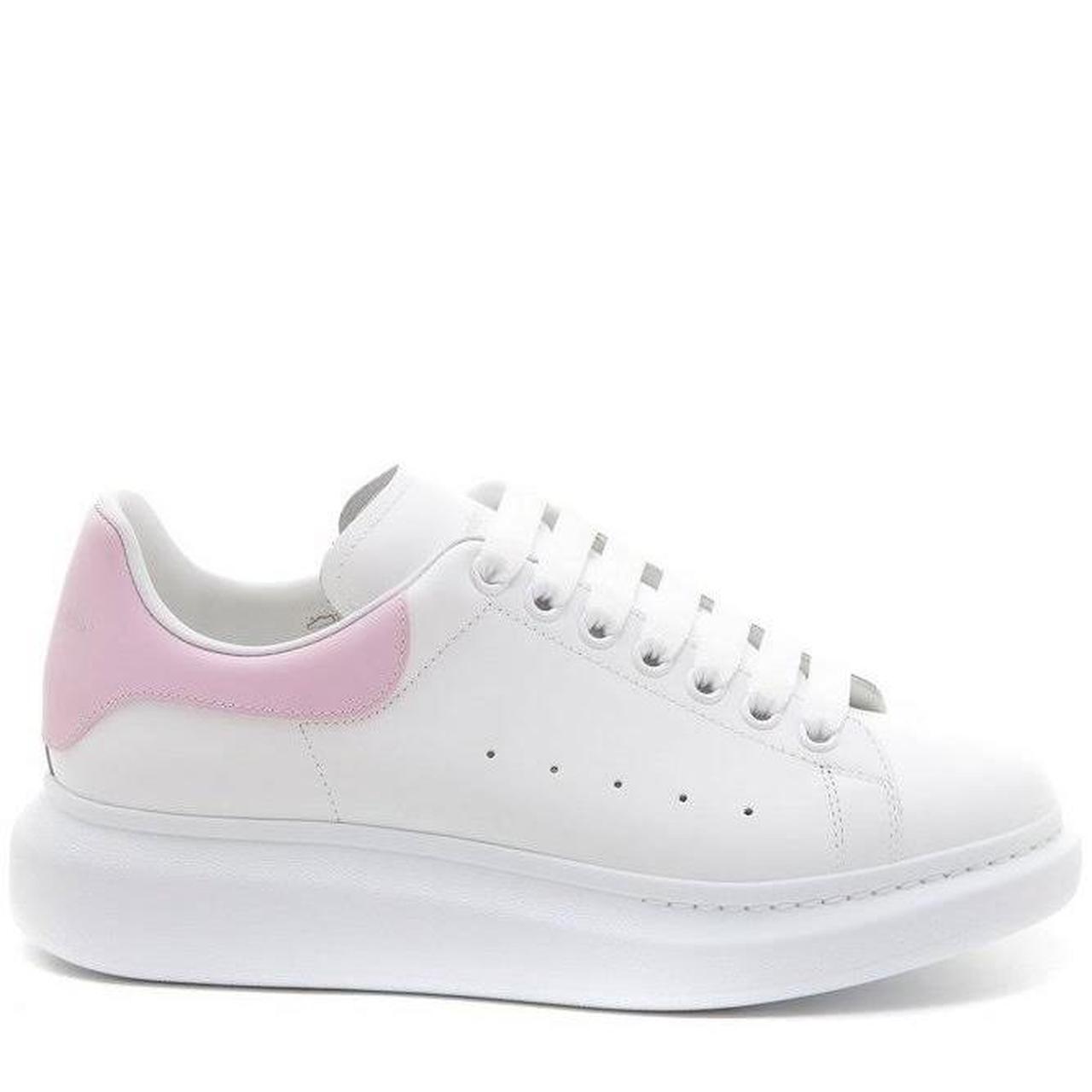 white and pink alexander mcqueen oversized sneaker,... - Depop