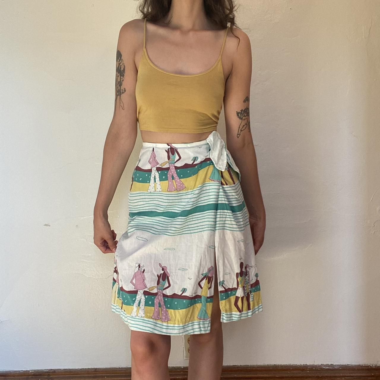 INSANE 70s Sears cotton wrap skirt beach coverup. Depop