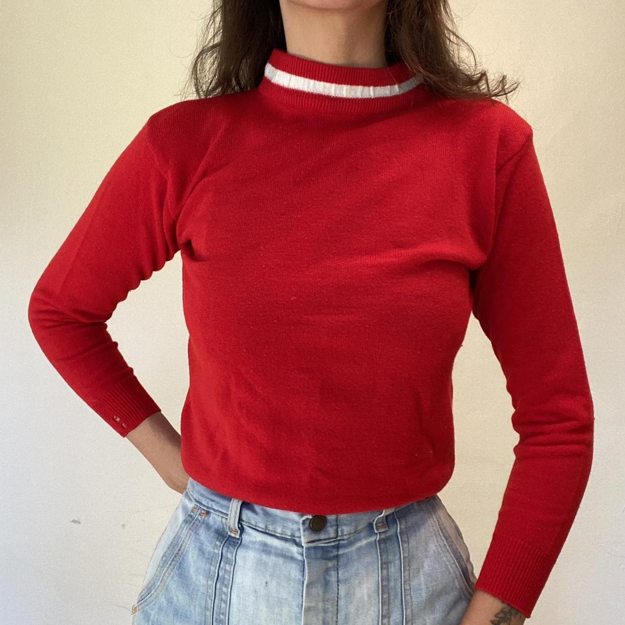 70s Kmart bright red acrylic turtleneck sweater