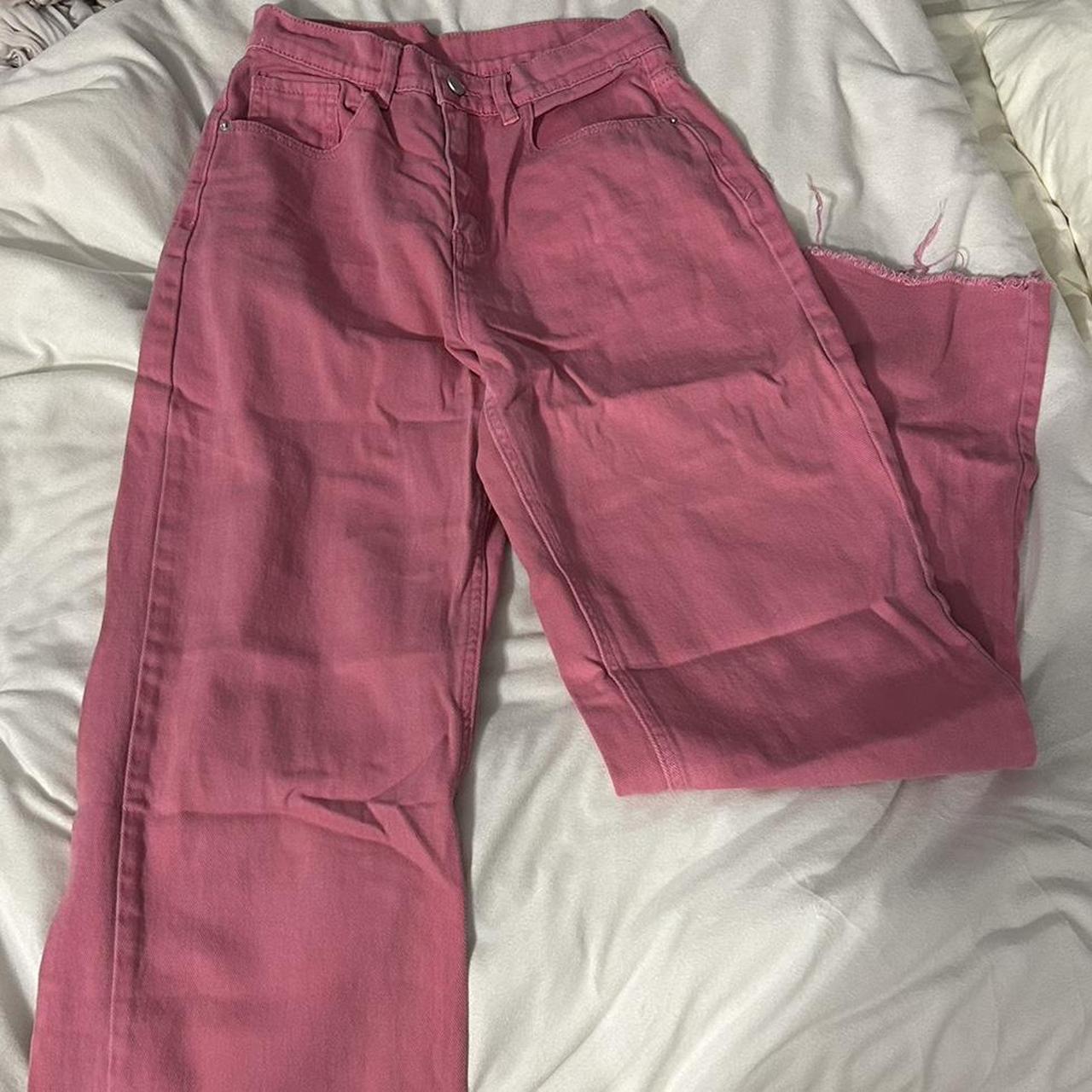 SHEIN Women's Pink Jeans Depop