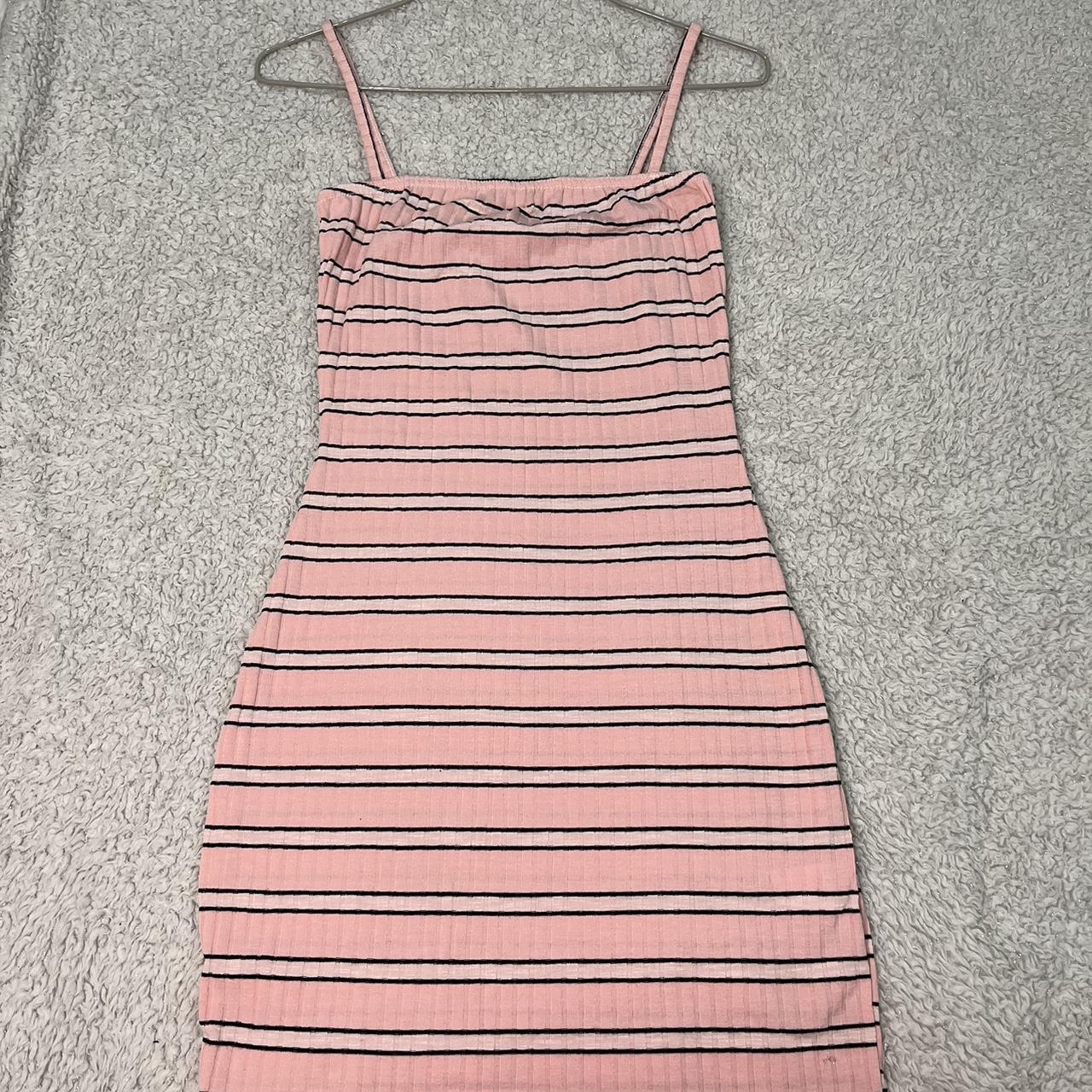 Women's Pink and White Dress Depop