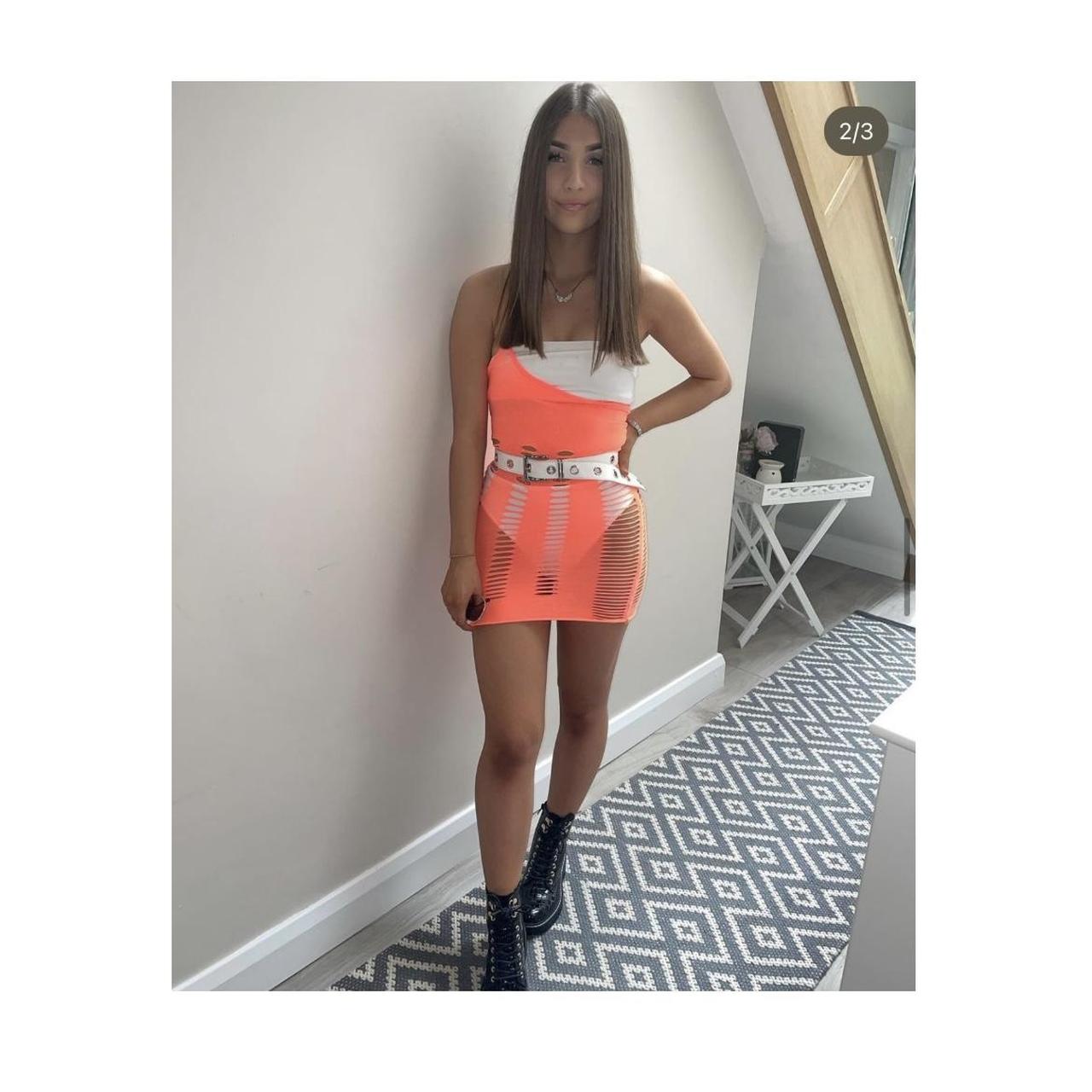 Women's Pink and Orange Dress Depop
