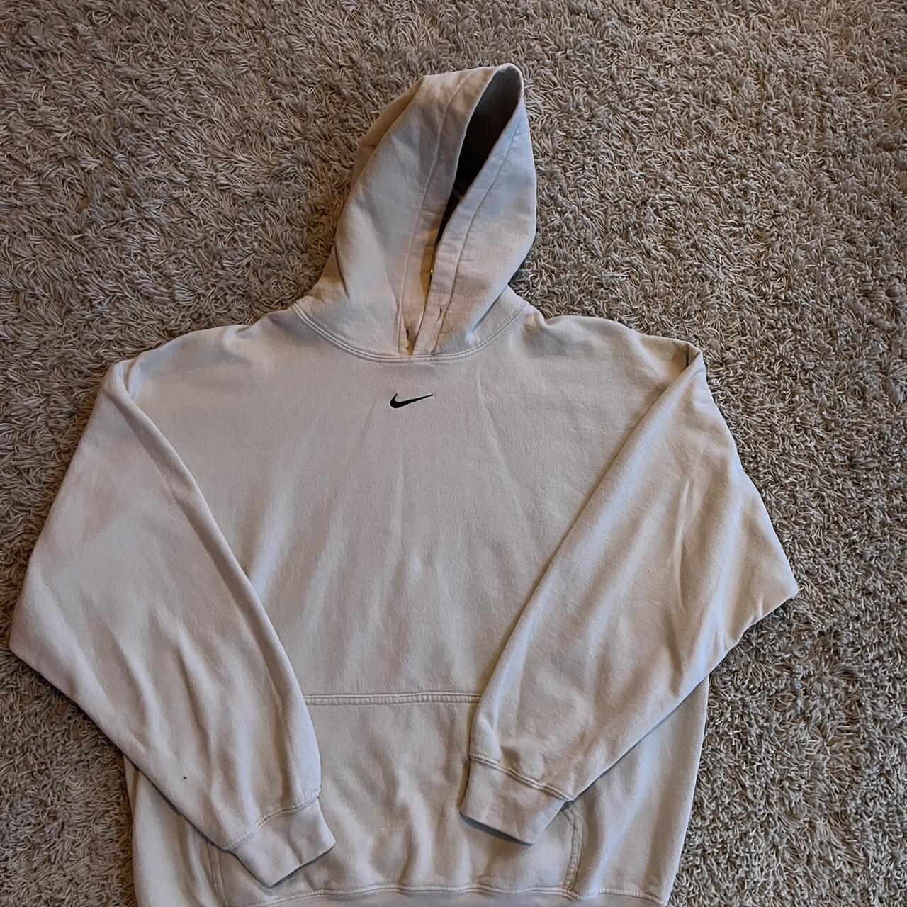 cream middle swoosh hoodie