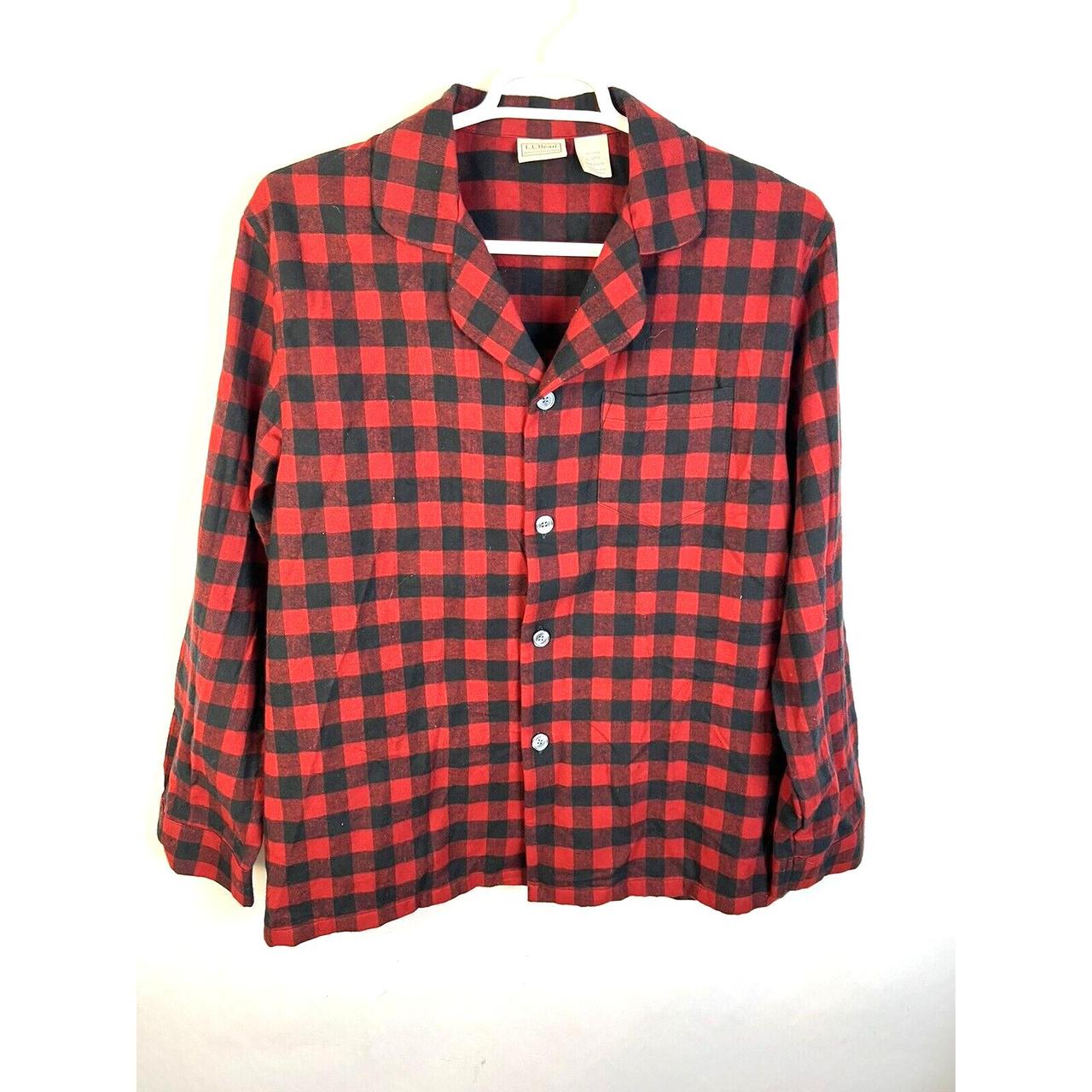 Mens Flannel Red & Black Button Down Pajamas