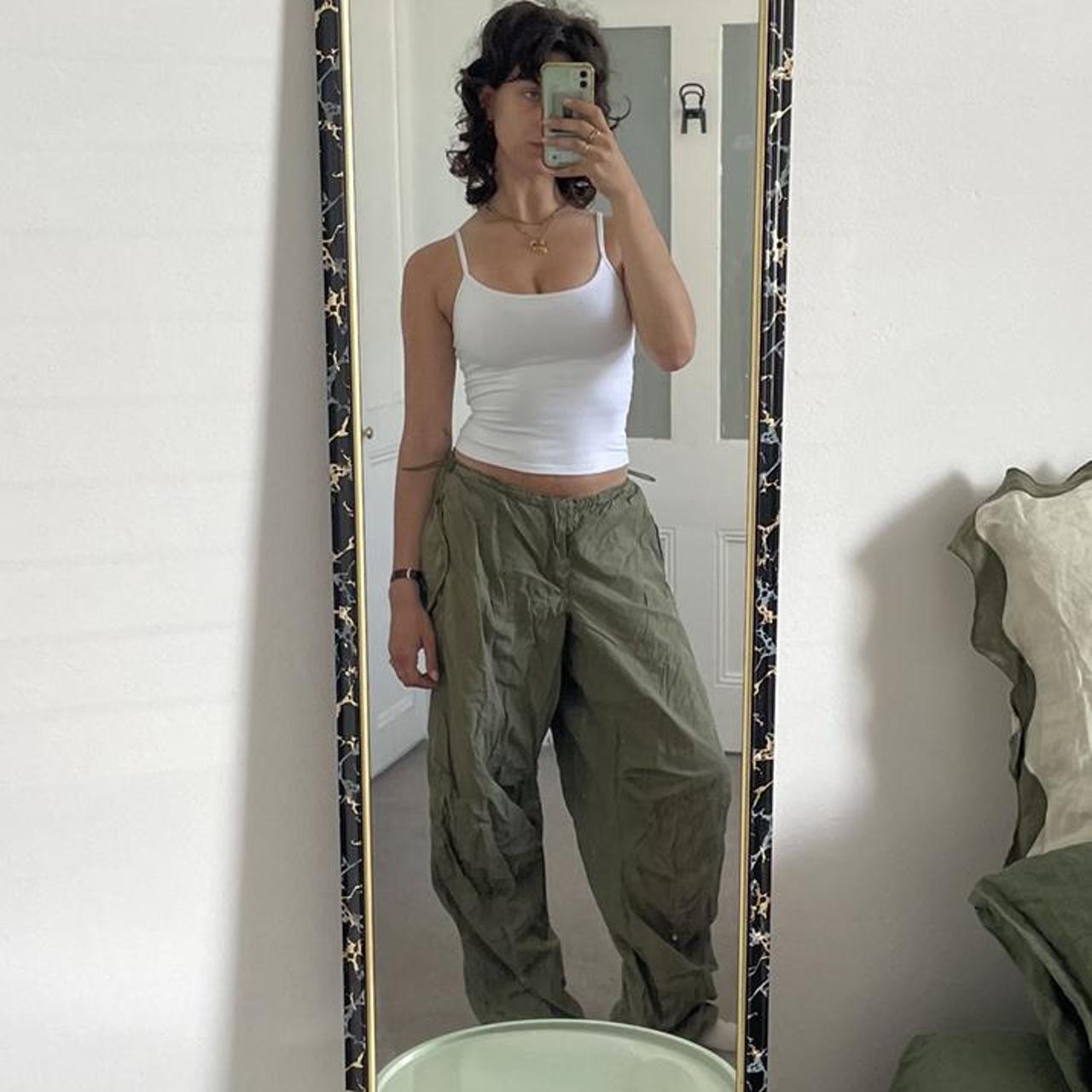 Iets Frans Carpenter Parachute Pants In Khaki Green. - Depop