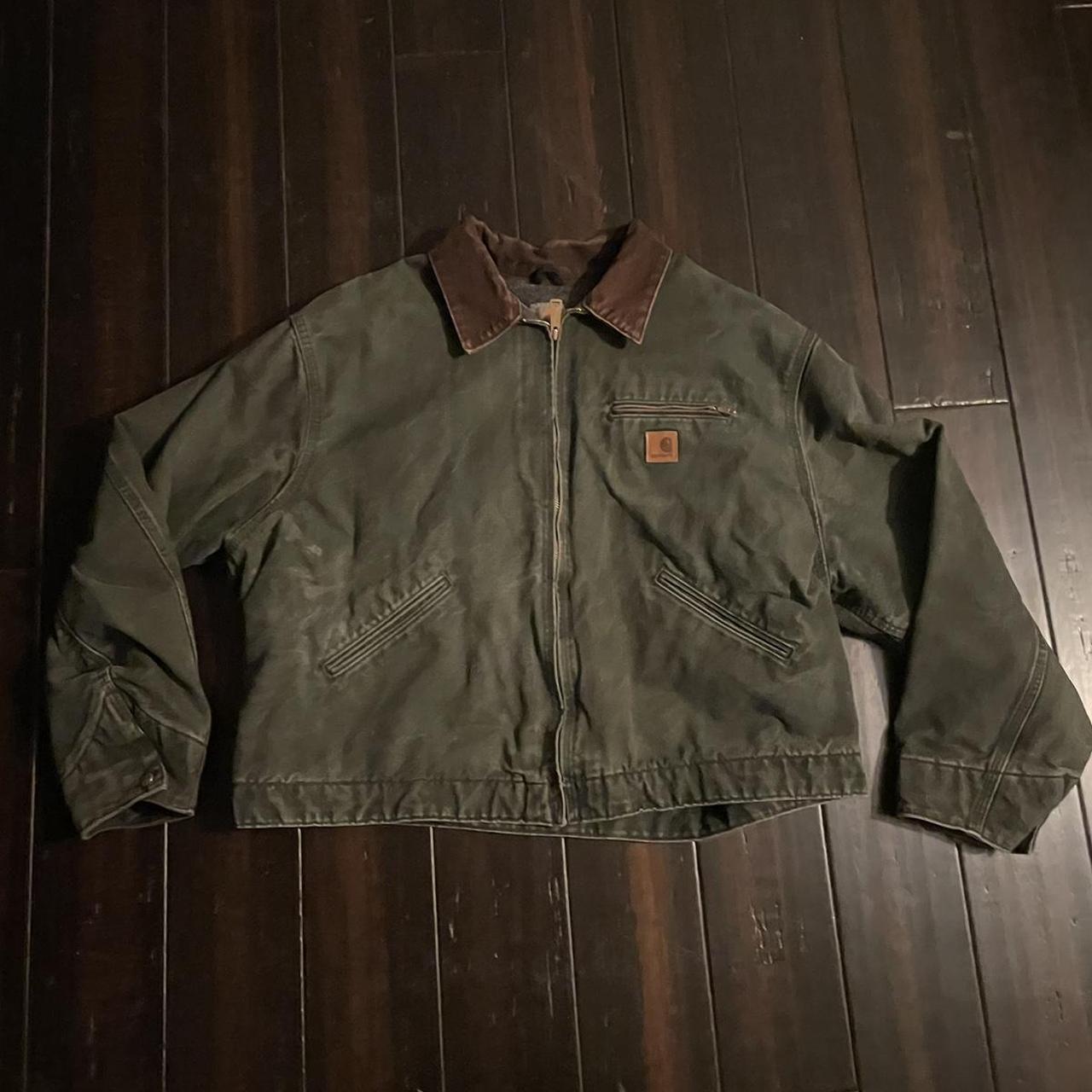 vintage cropped faded carhartt detroit work jacket... - Depop