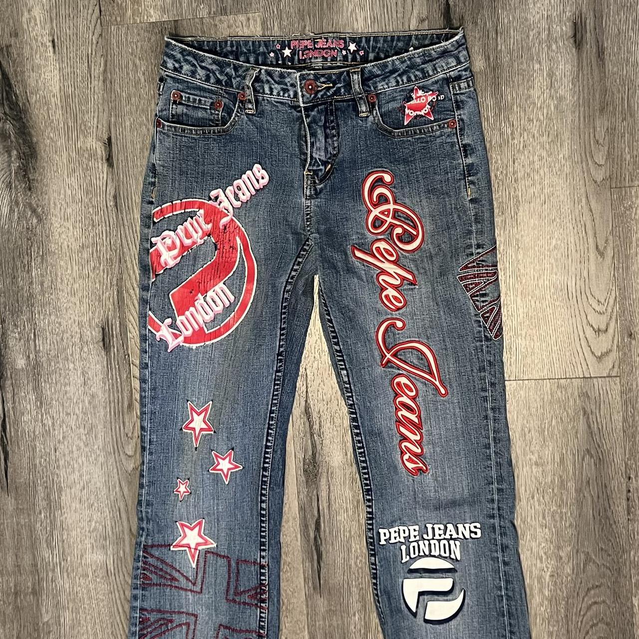 Vintage Y2K Pepe Patch Jeans Fits 24-26 Favorite | Depop