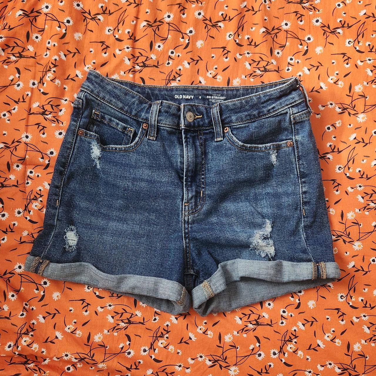 dark-blue-distressed-high-rise-shorts-women-s-size-depop