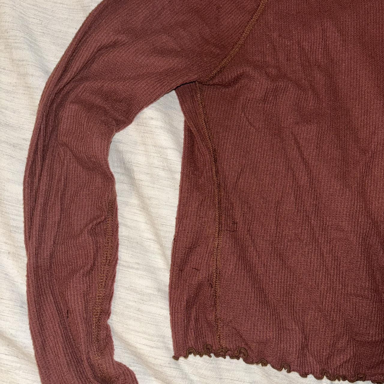 Brown Lettuce Hem Turtleneck