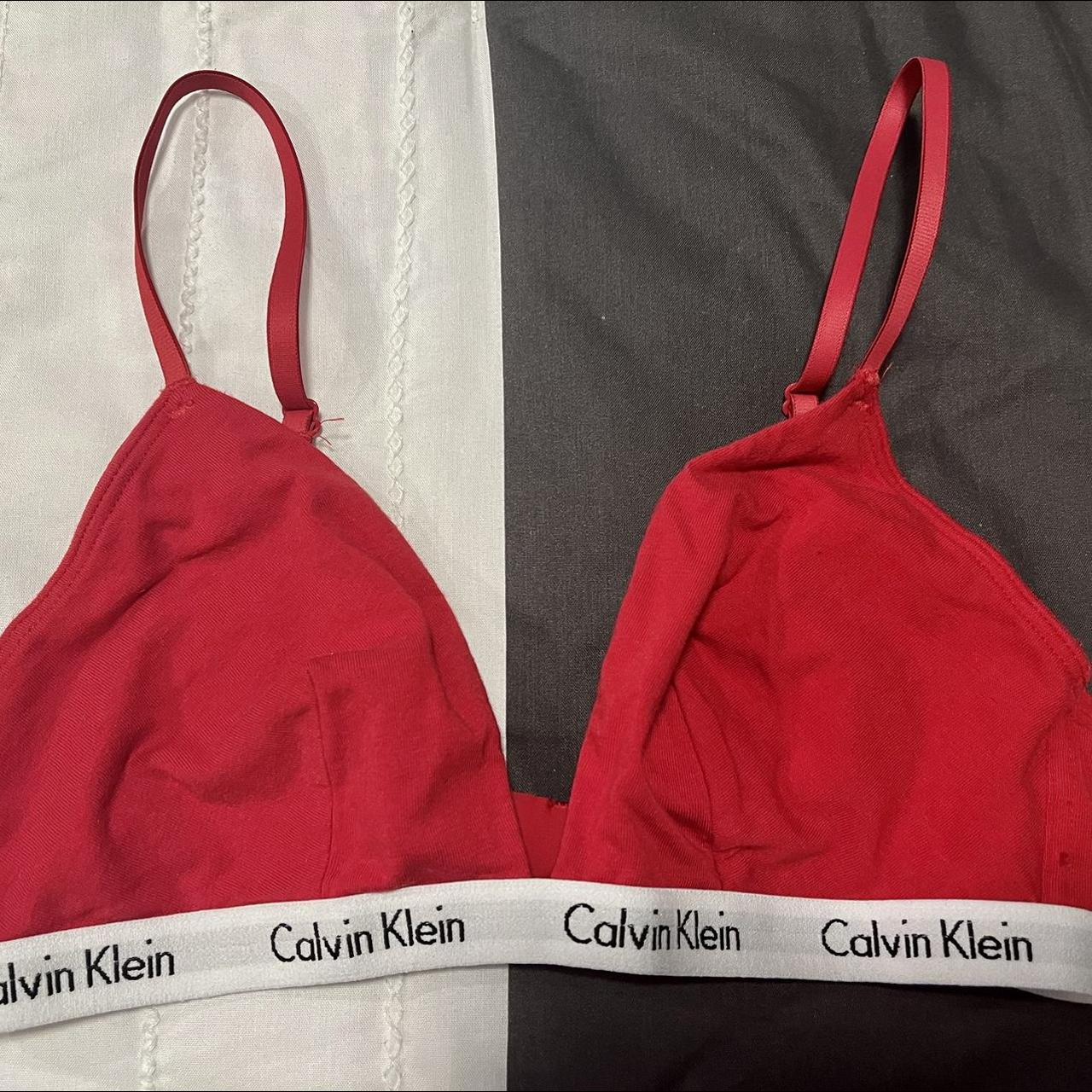 red Calvin Klein bra 🌹 super soft and comfy (just... - Depop