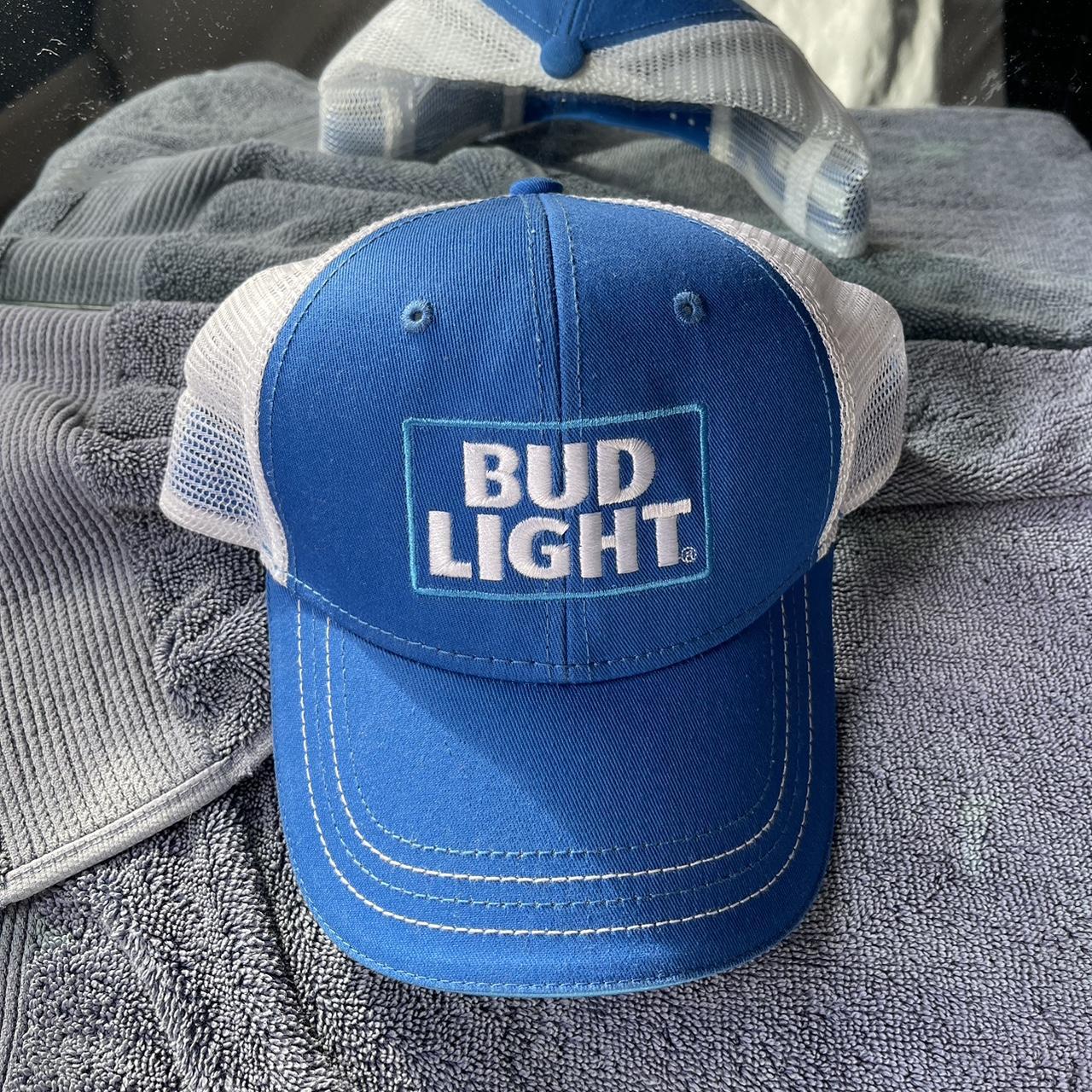 Bud light baseball cap Mesh backing hat Snap... - Depop