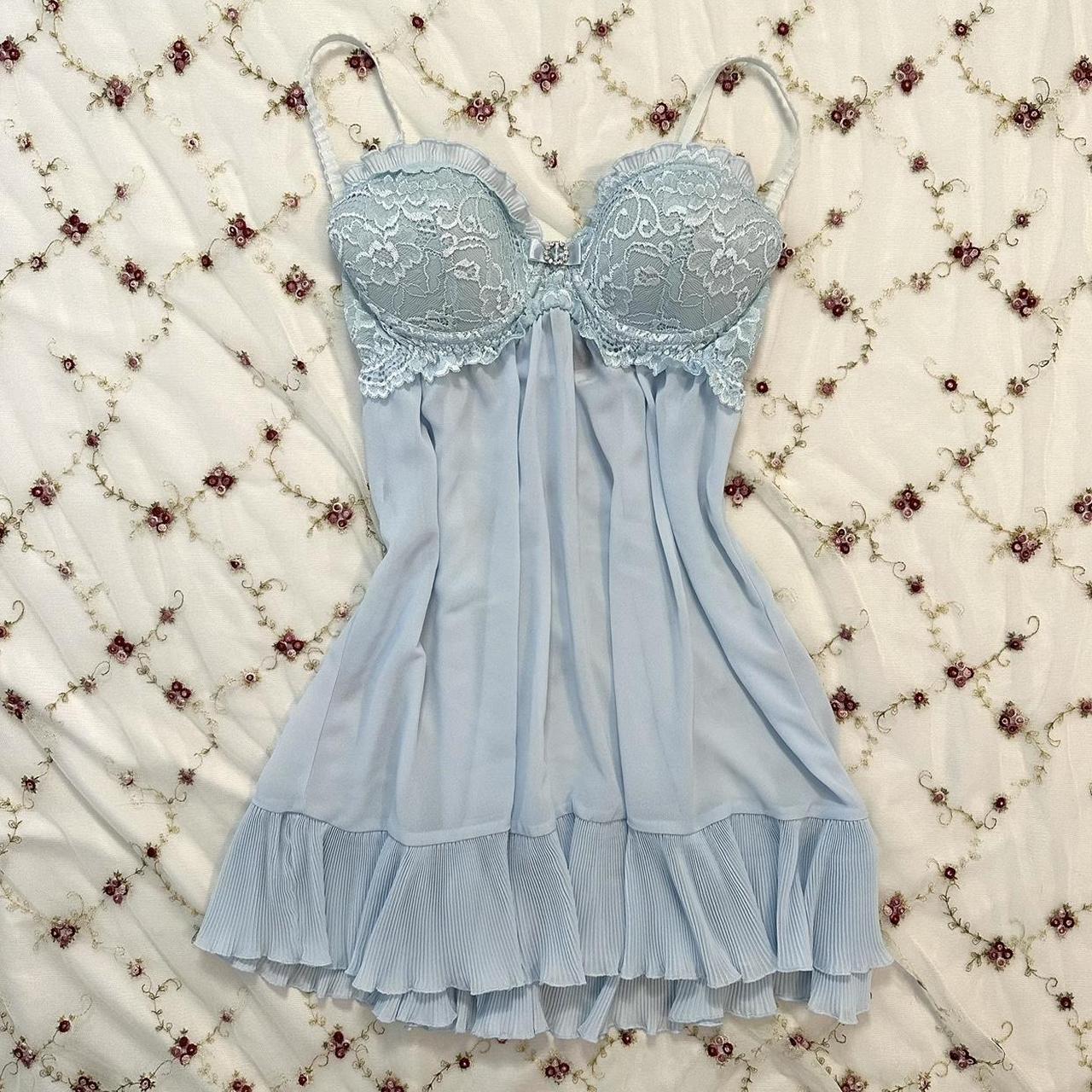 y2k baby blue babydoll lingerie amazing vintage... - Depop