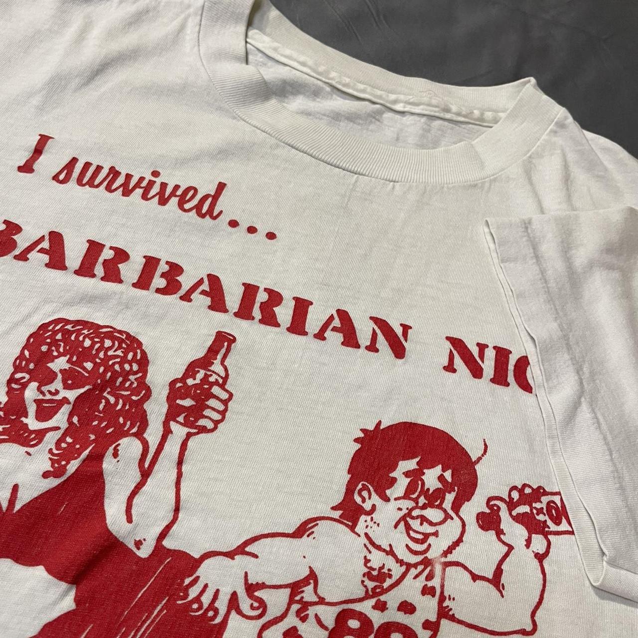 Barbarian Men's White and Red T-shirt (2)