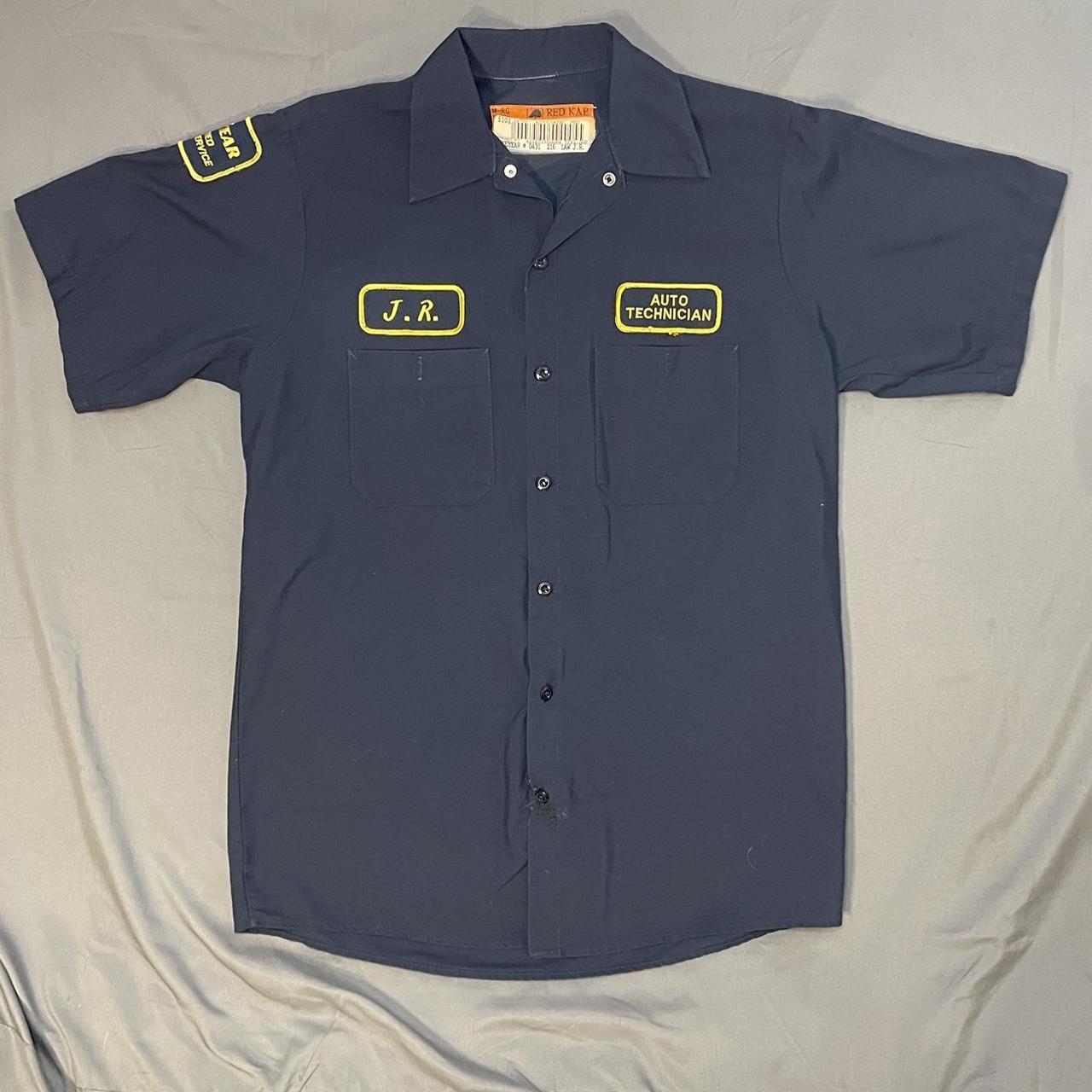 Men's Navy and Yellow Shirt | Depop