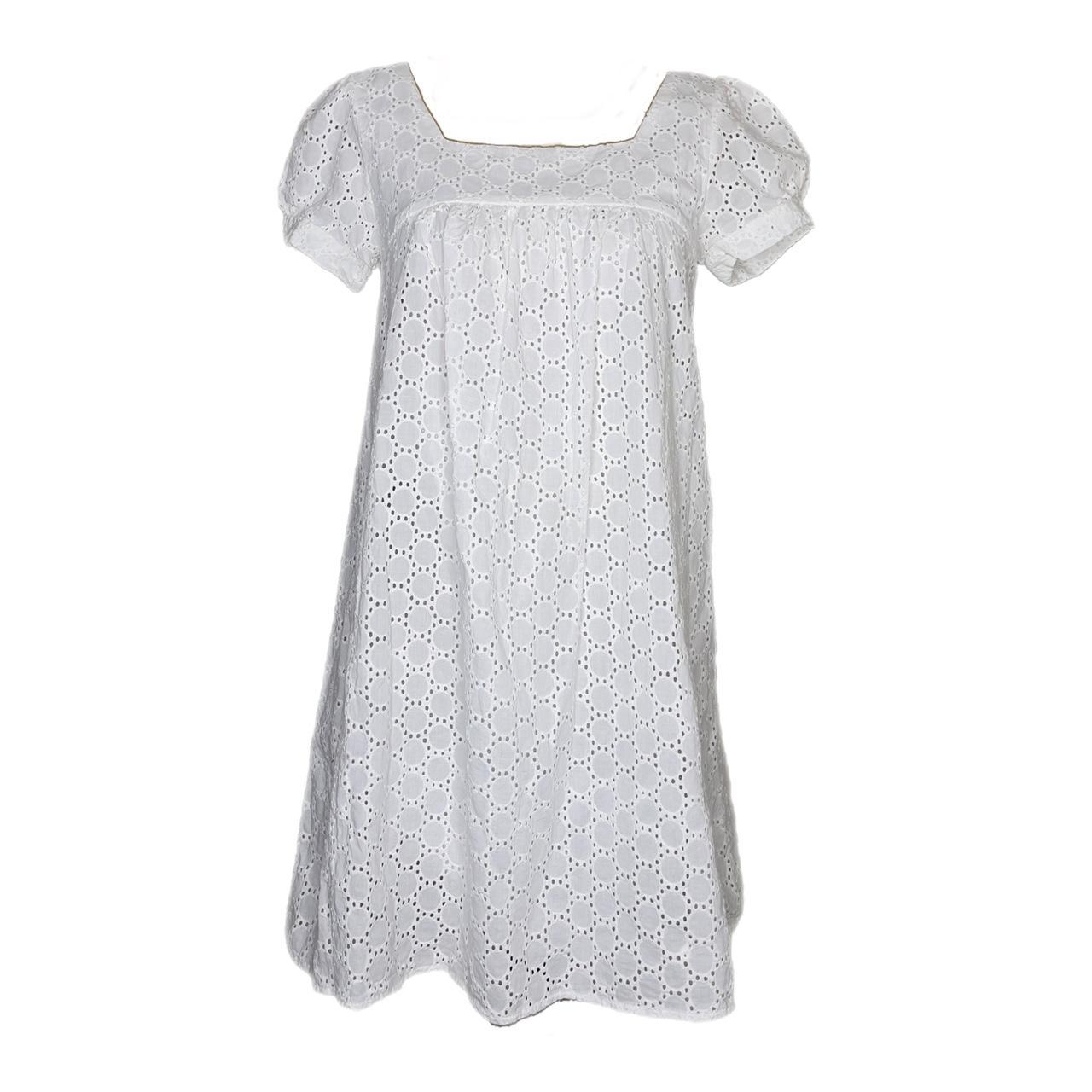Baby doll milkmaid eyelet dress with a square neck... - Depop