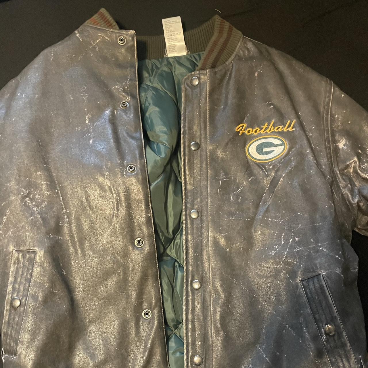 Vintage NFL Green Bay Packers Leather Jacket Size - Depop