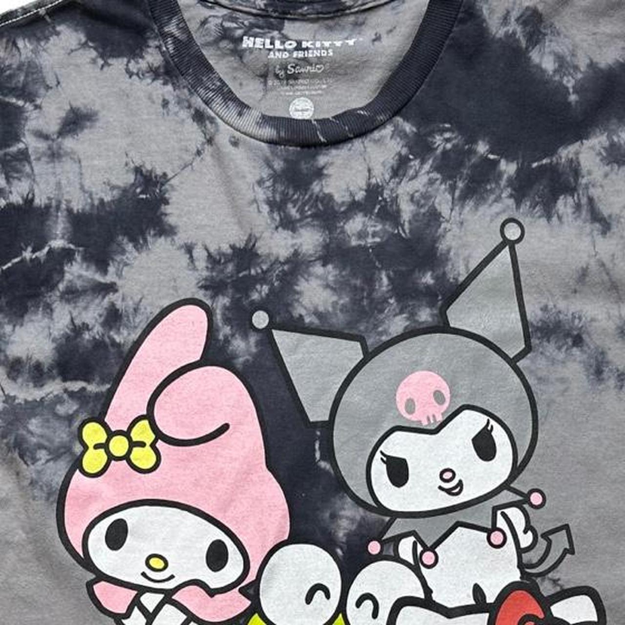 white Hello Kitty design t-shirt with four tiny - Depop