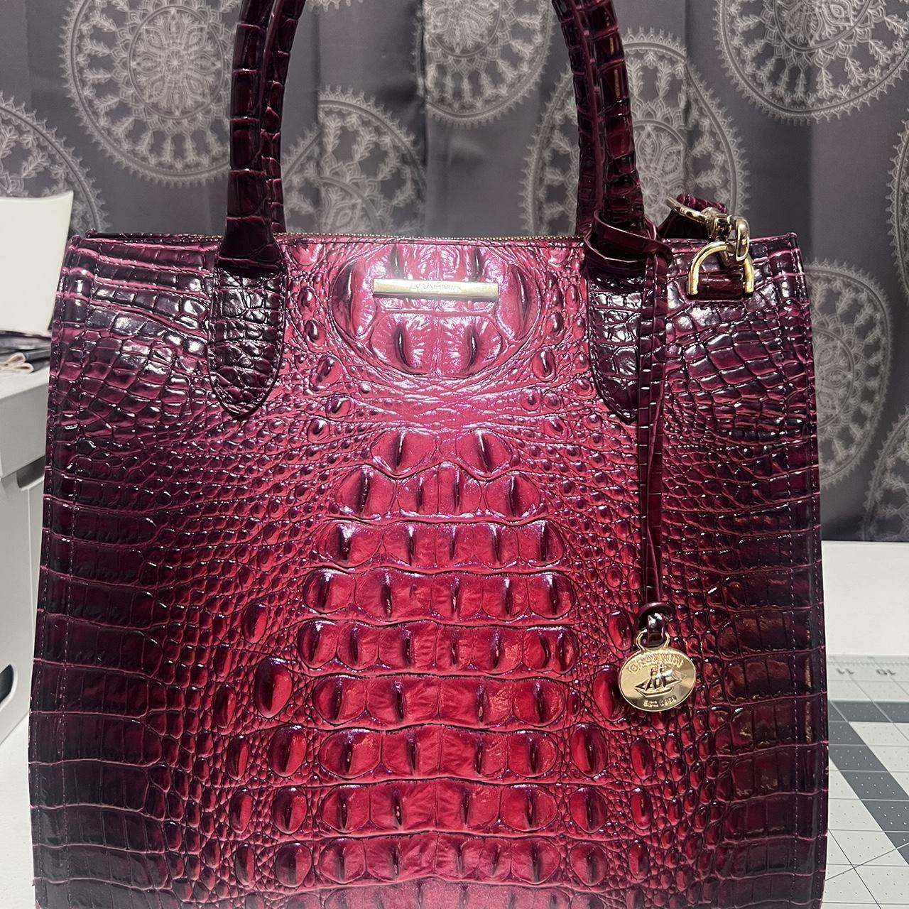 Brahmin Women's Red and Burgundy Bag Depop