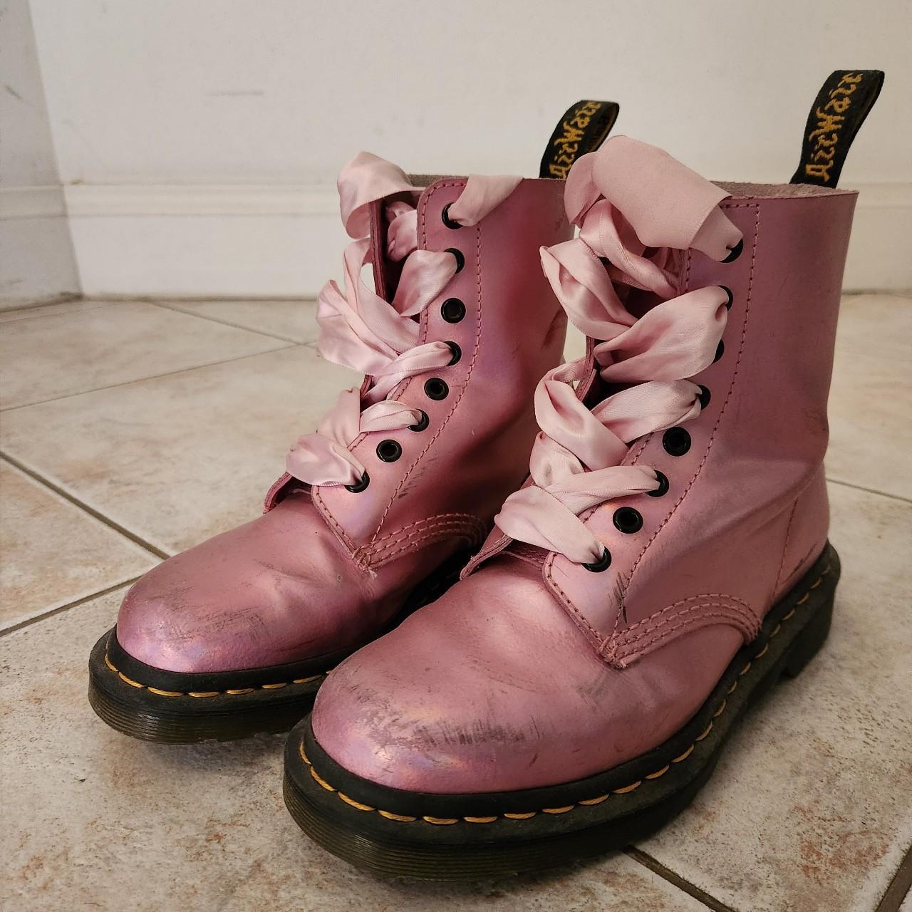 Pink holographic doc martens hotsell