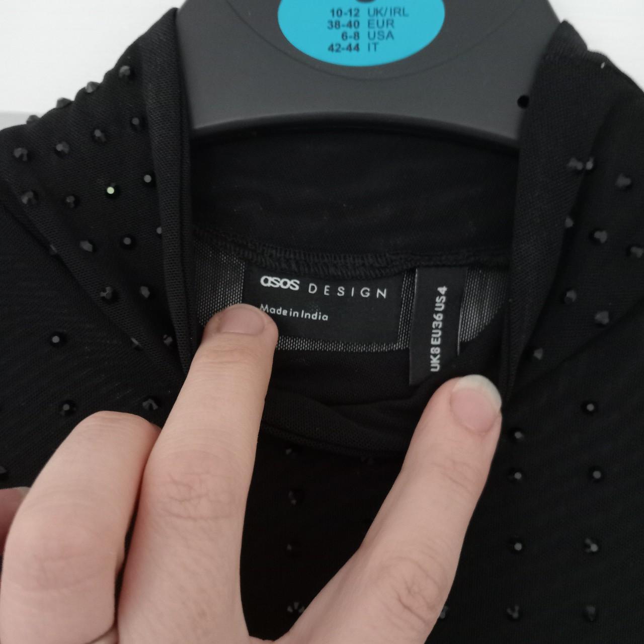 ASOS DESIGN hotfix crystal stud mesh bodysuit in black
