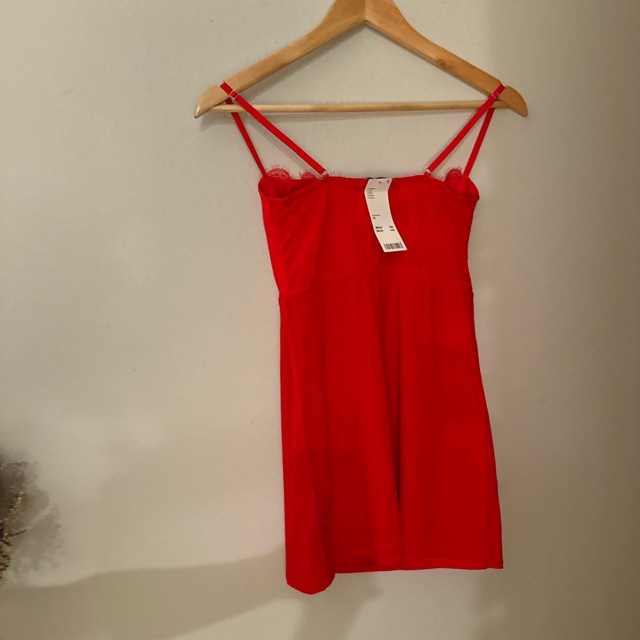 Cherry red Urban Outfitters half corset mini dress.... Depop
