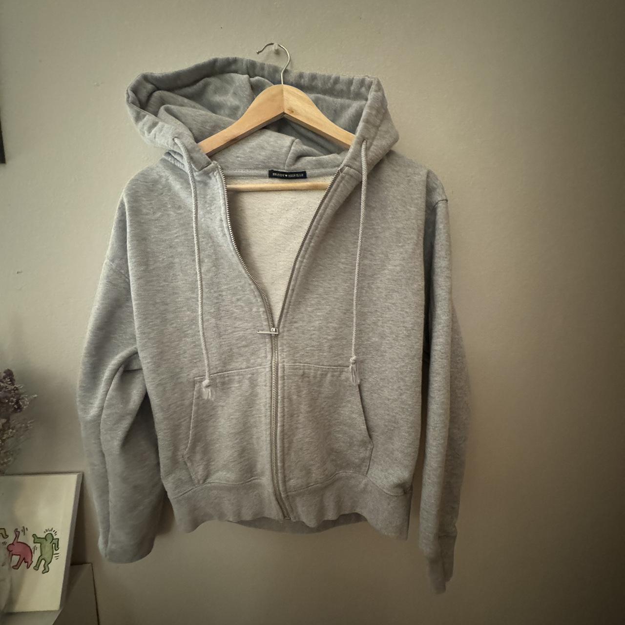 brandy melville grey zip up hoodie