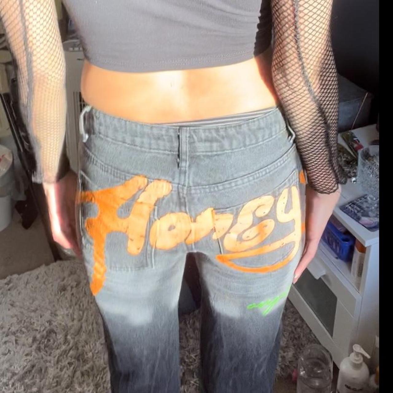 Honey Bum Print Low Rise Jeans