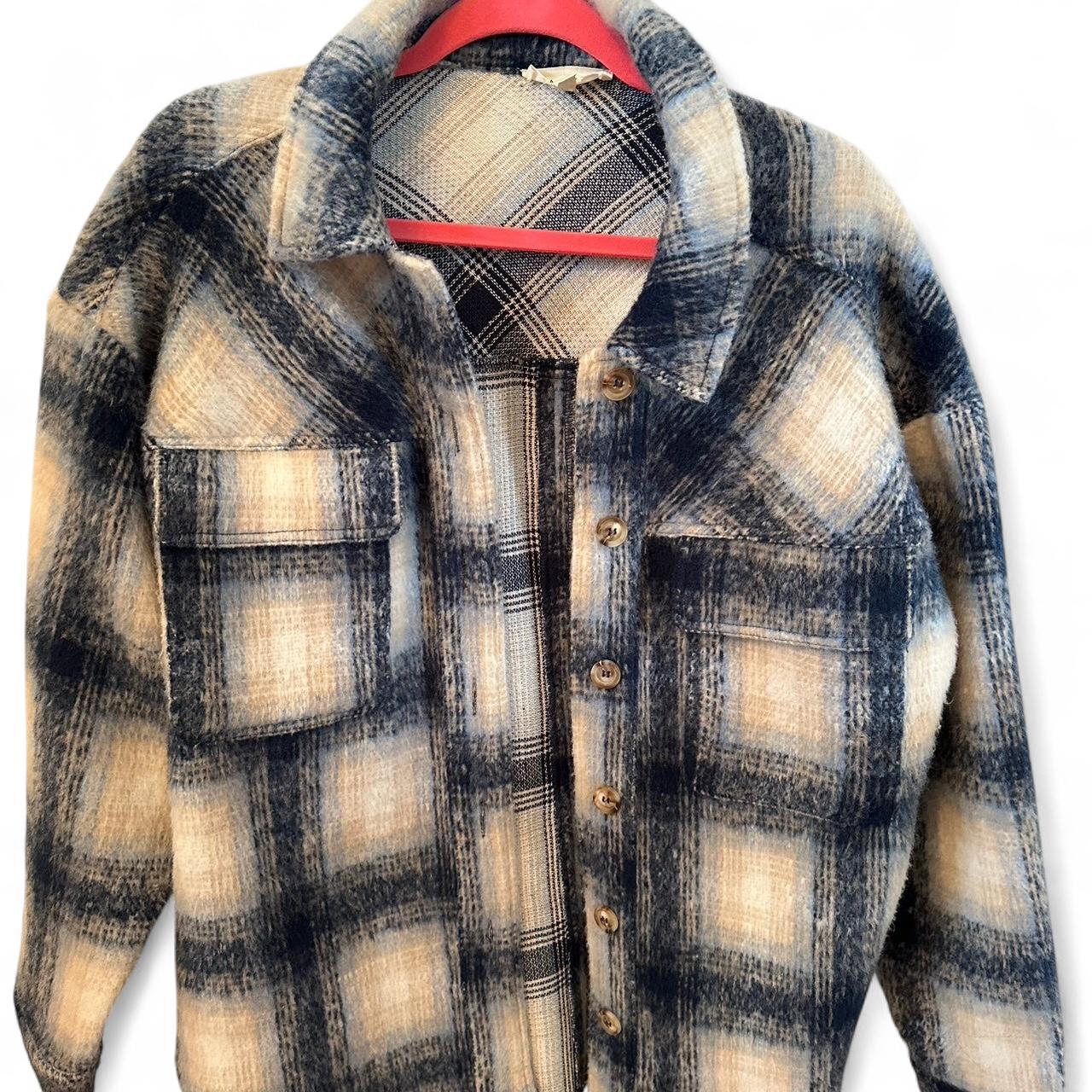 PacSun Men's Shacket Jacket - Blue/Navy - M – medium/large blue plaid pacsun shacket