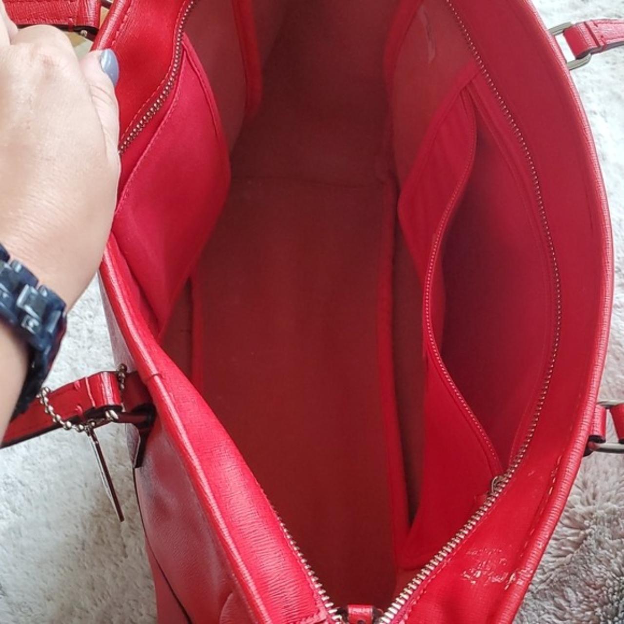Coach City Saffiano Medium Sized Red Leather Tote - Depop