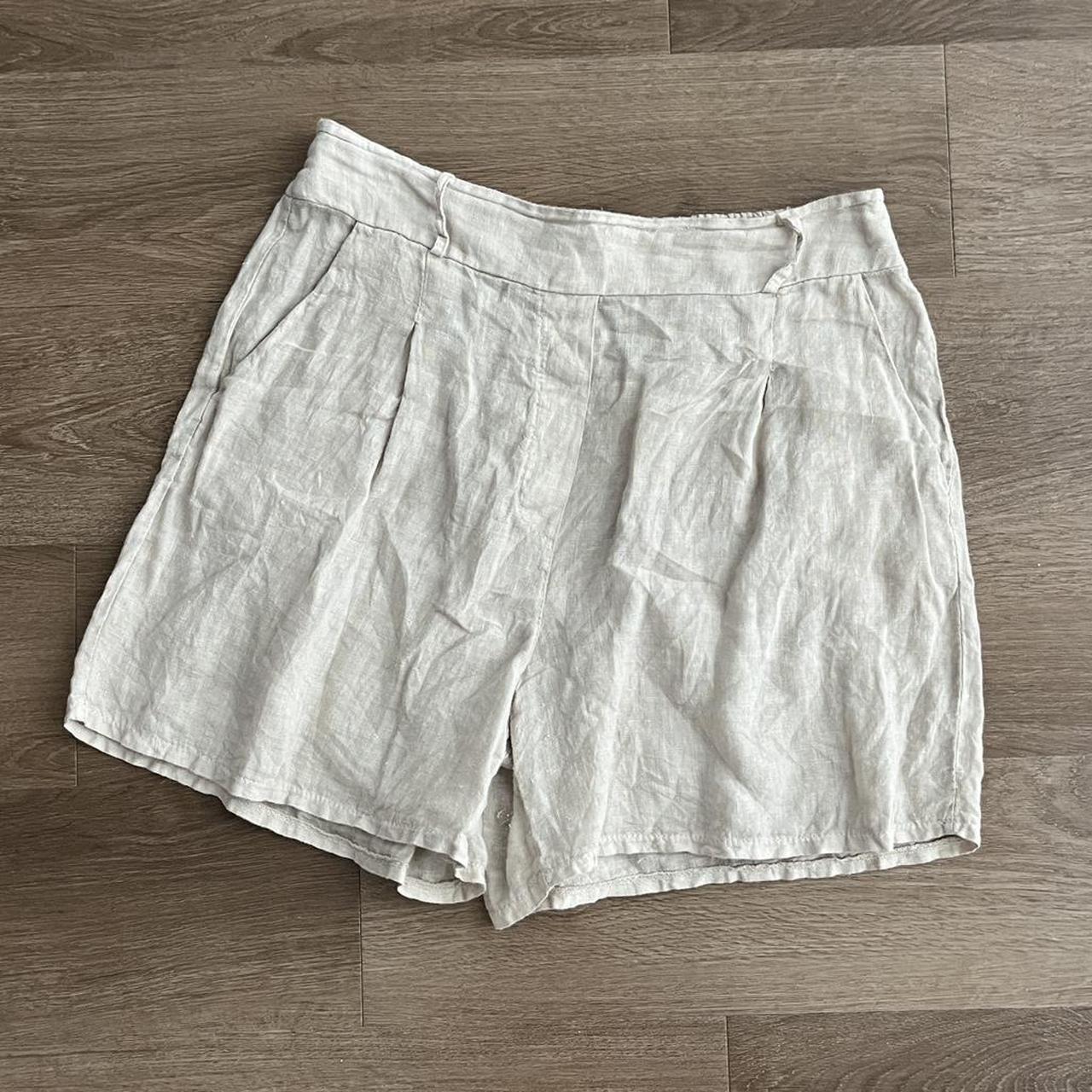 Cream linen shorts, good condition From Florence,... - Depop