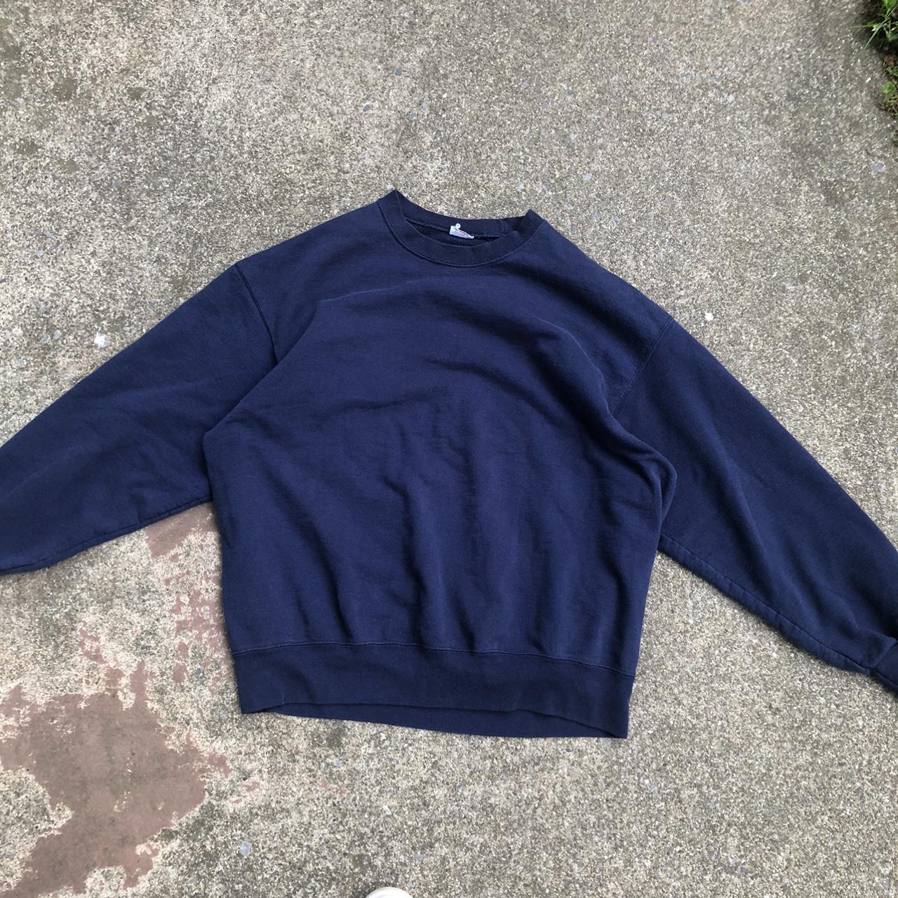 Fruit of the Loom Men's Navy and Blue Sweatshirt | Depop