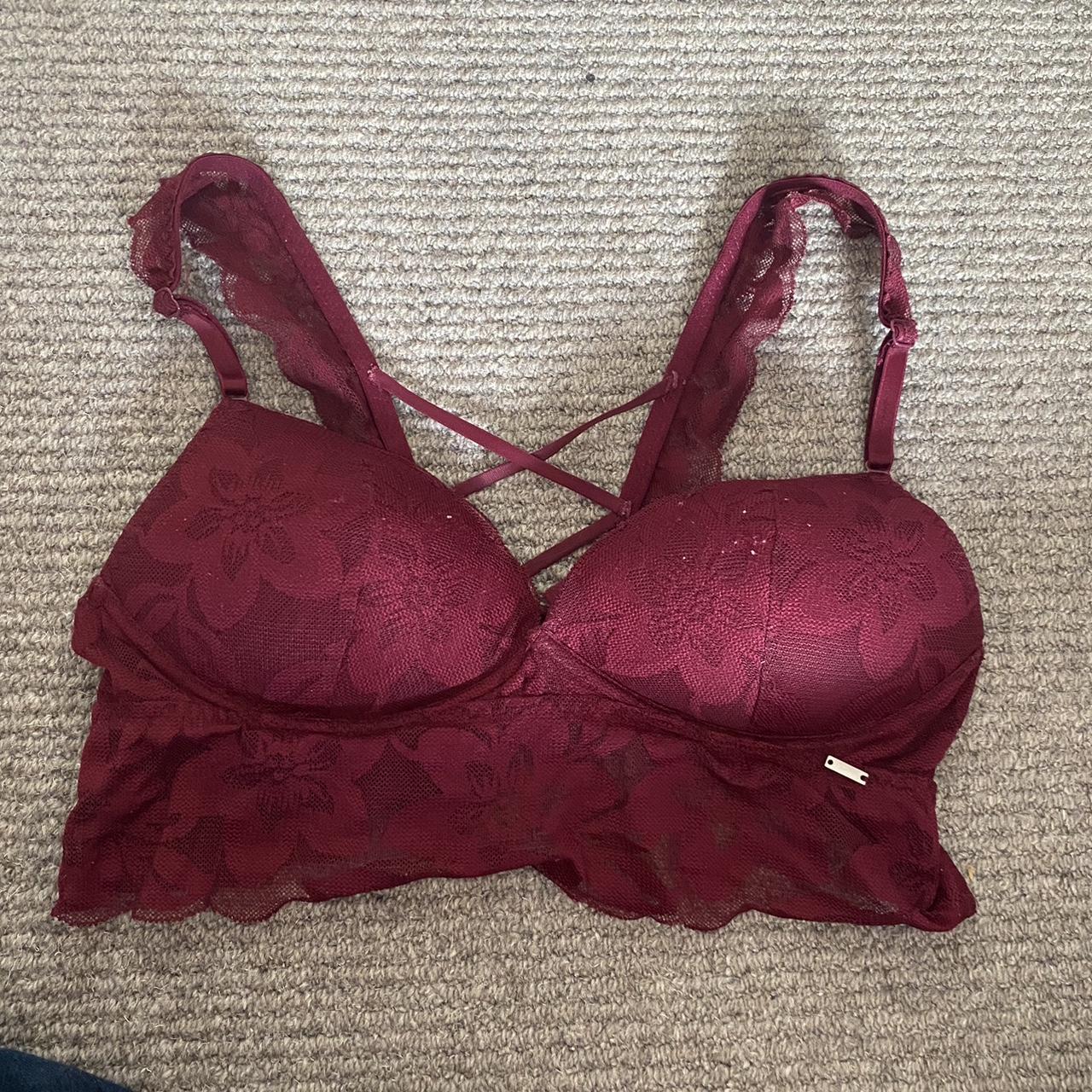 Pink/burgundy/purple laced bralette/corset/top with... - Depop