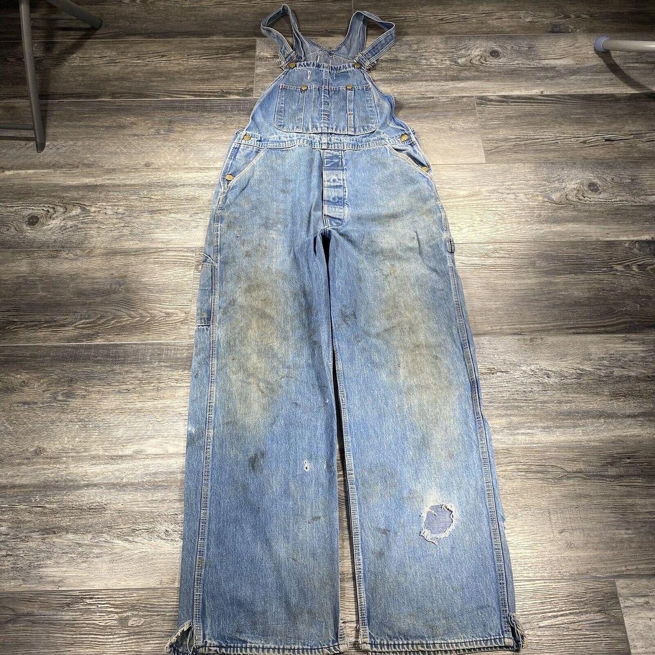 Dickies Distressed Painter Bib Overalls Mens 34x31... Depop