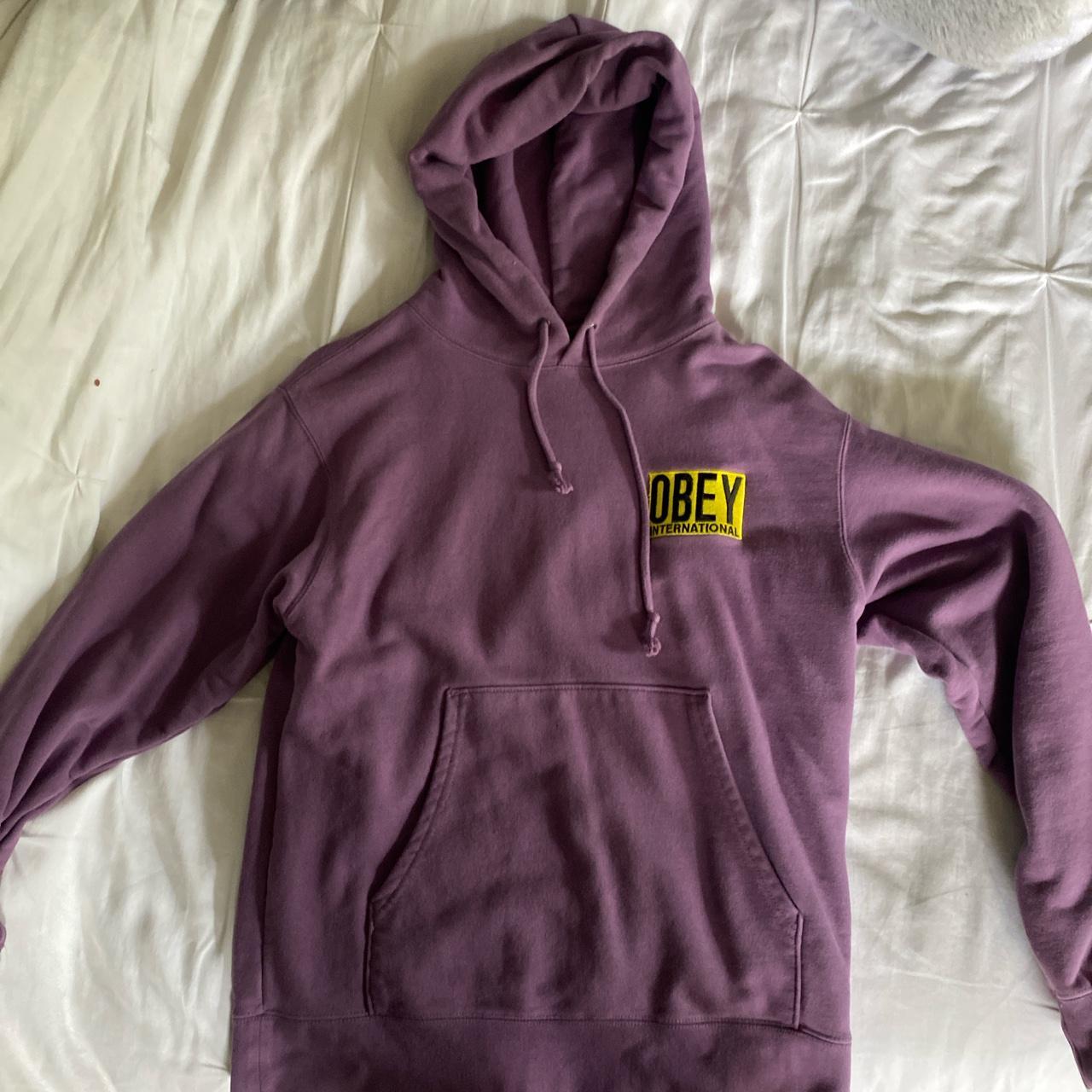 cute purple obey sweatshirt in very good condition Depop