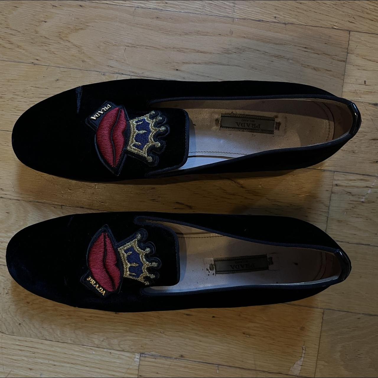 Prada store velvet loafers