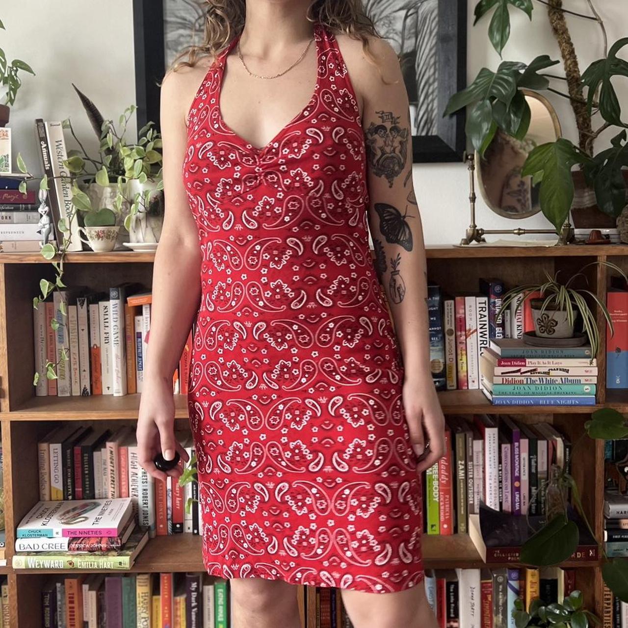 Red Bandana Halter Dress