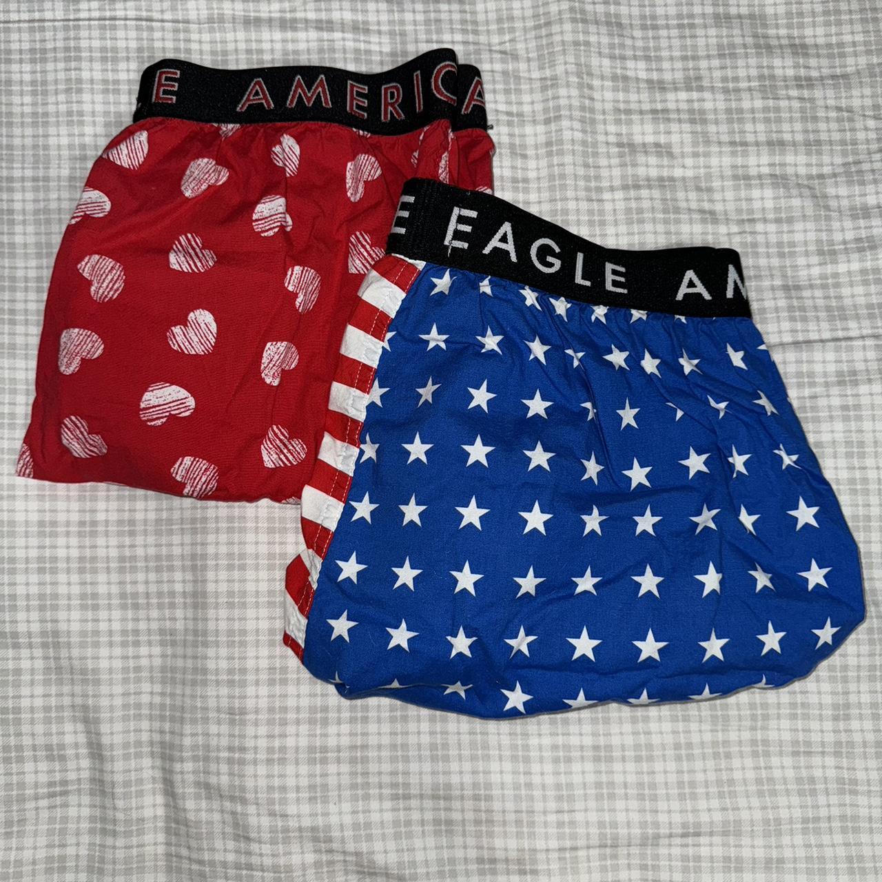 heart and american flag american eagle boxers hardly... - Depop