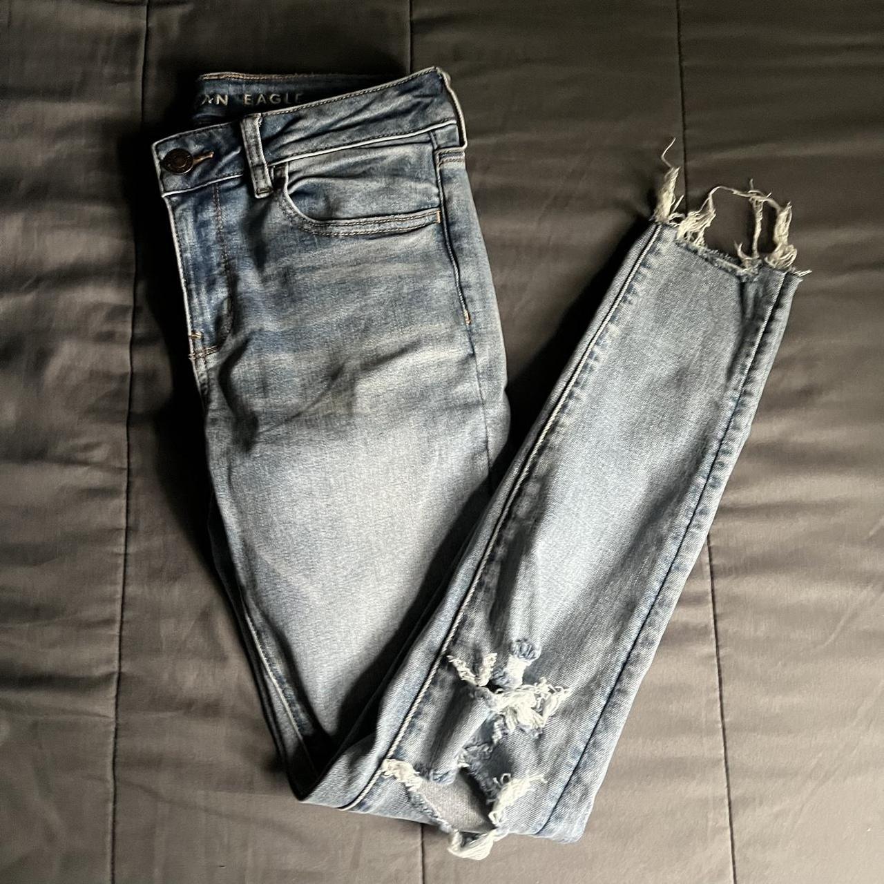 American Eagle mid rise skinny ripped jeans super... - Depop