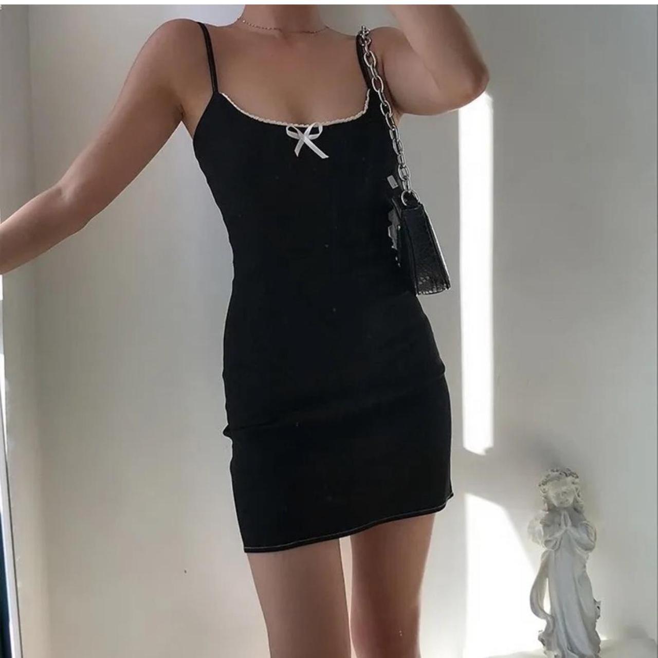 Urban outfitters mini dress bow black Tahoe dress in... - Depop