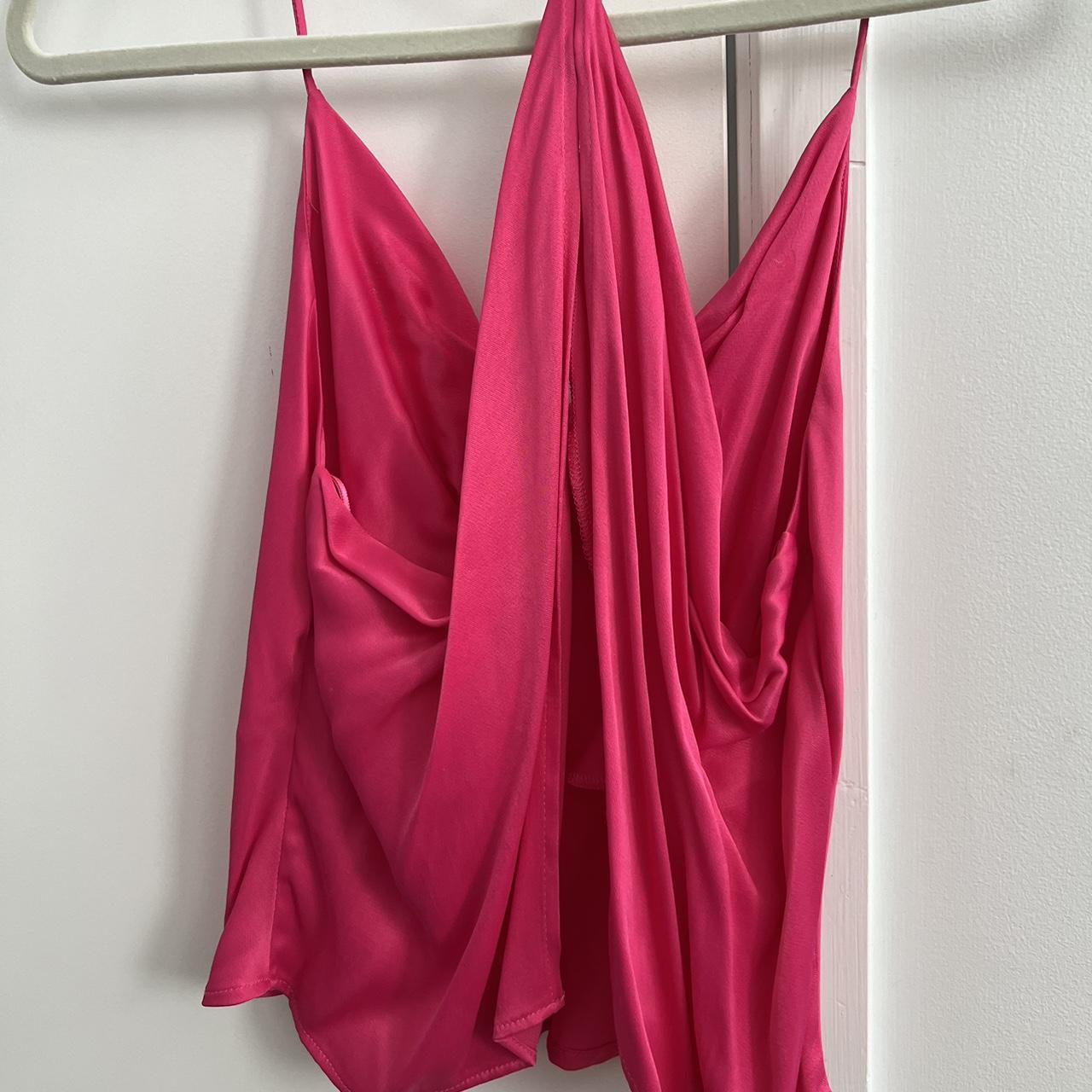 Zara top - pink silk Size XS Zara - runs large... - Depop