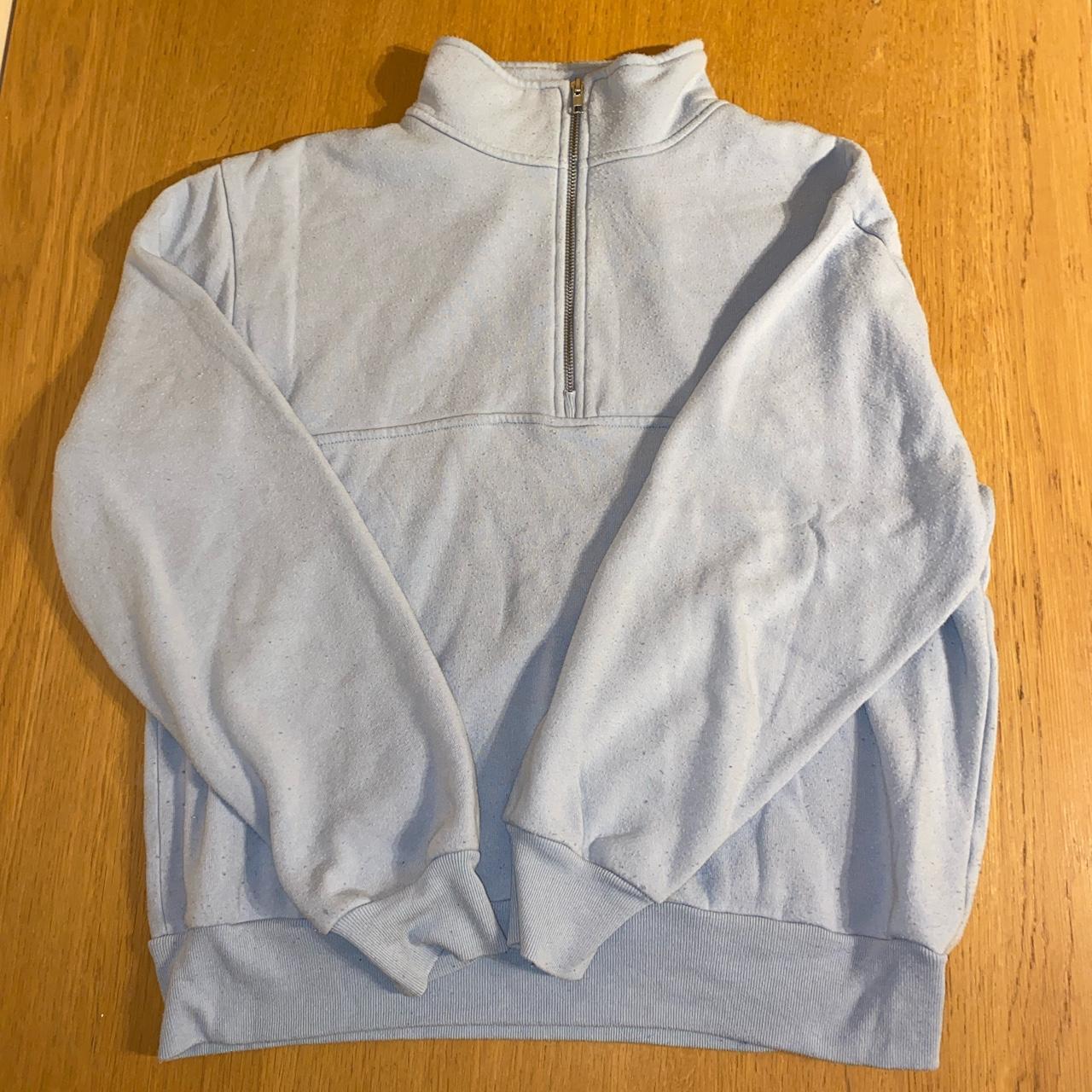 Brandy Melville baby blue quarter zip jumper, one... - Depop