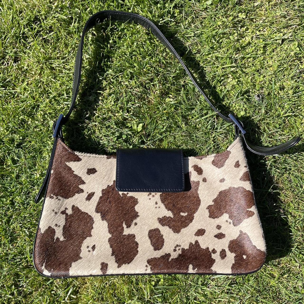 cow print shoulder bag y2k cowprint vintage... Depop