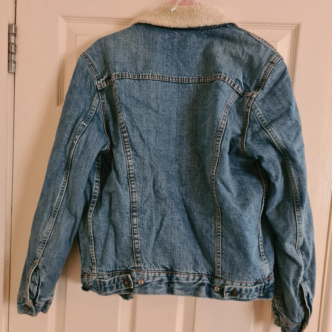 Levis Vintage Blue Denim Jacket With Cream Fluffy - Depop