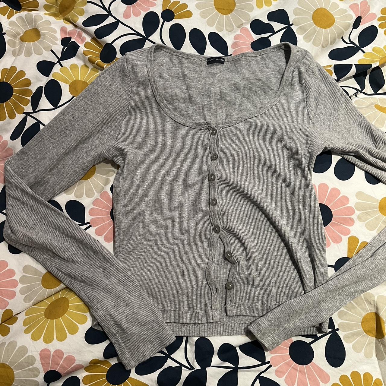 Brandy Melville Grey Long Sleeve Zelly Top Worn But... - Depop